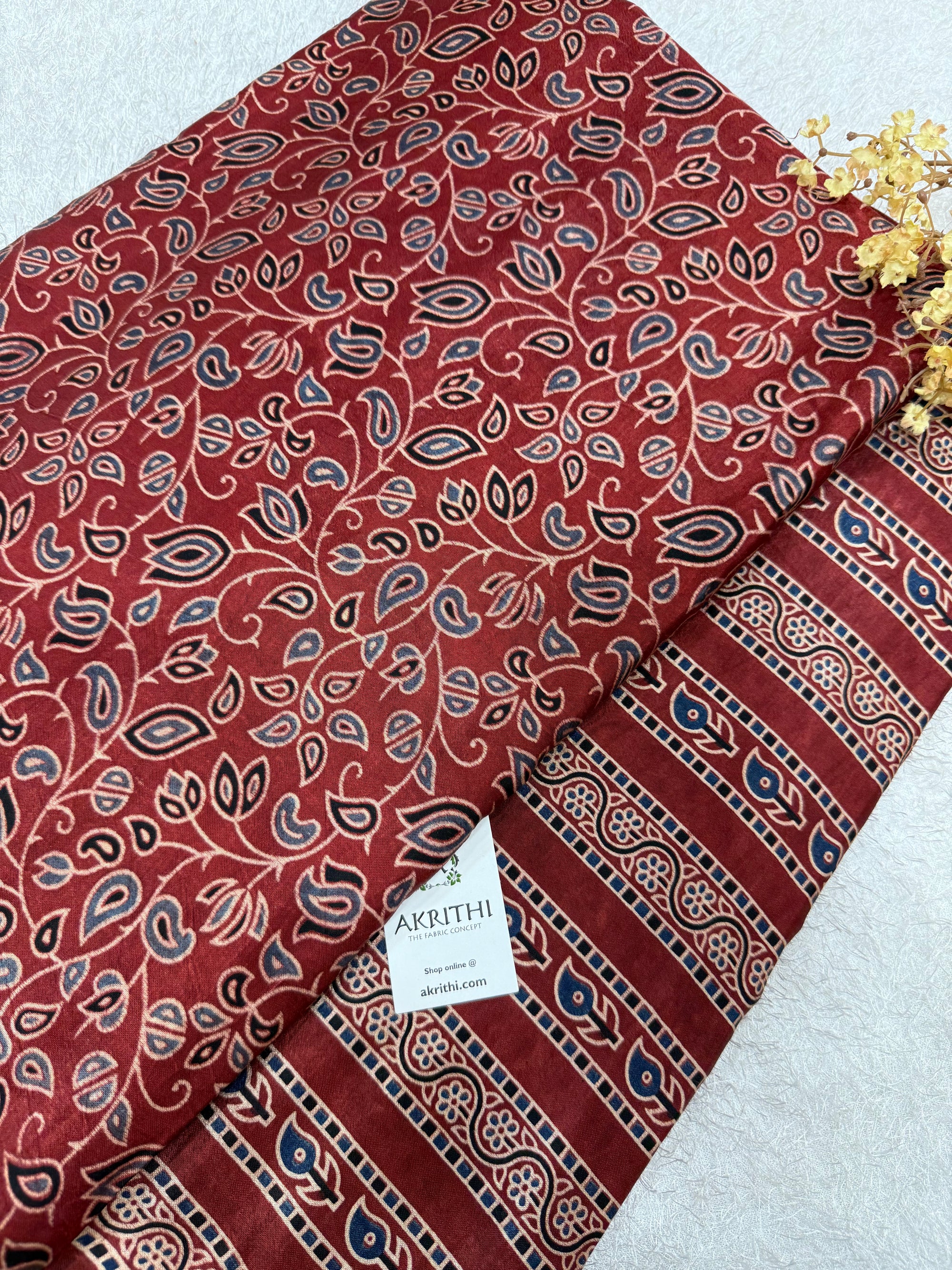 Ajrakh Pure mashru silk salwar suit