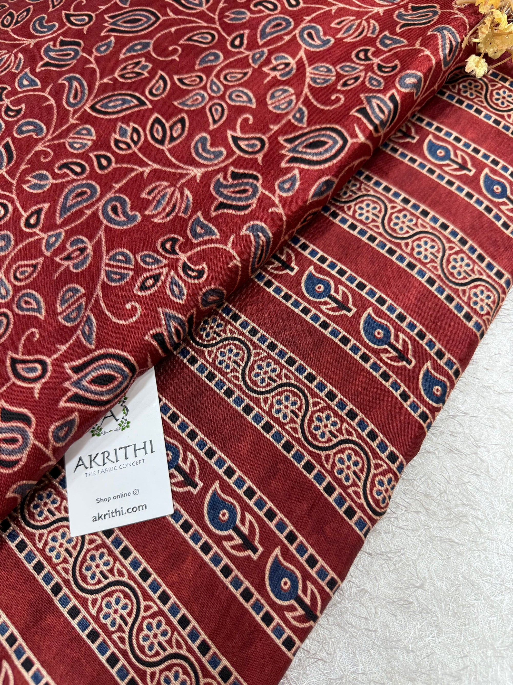 Ajrakh Pure mashru silk salwar suit
