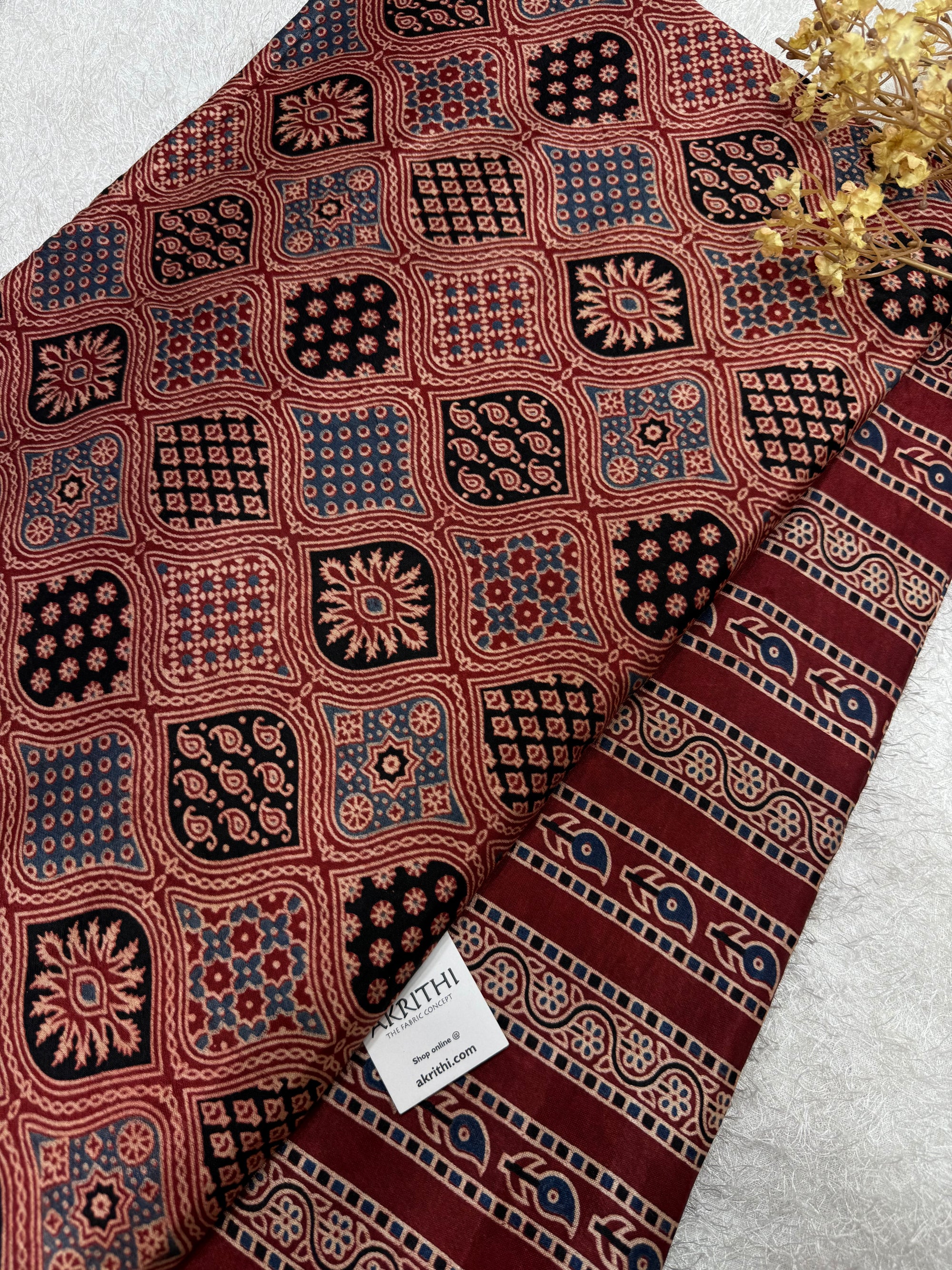 Ajrakh Pure mashru silk salwar suit