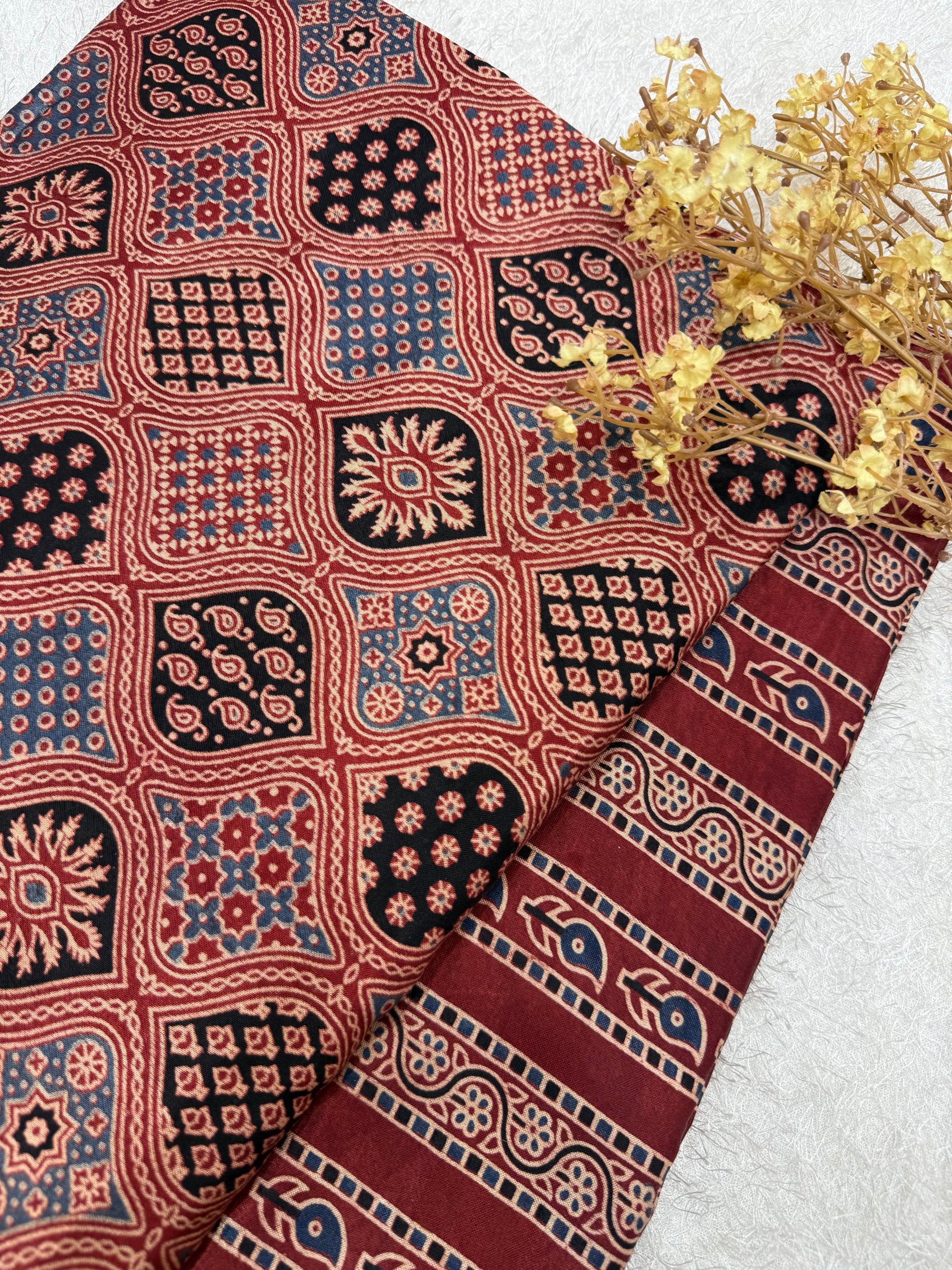 Ajrakh Pure mashru silk salwar suit