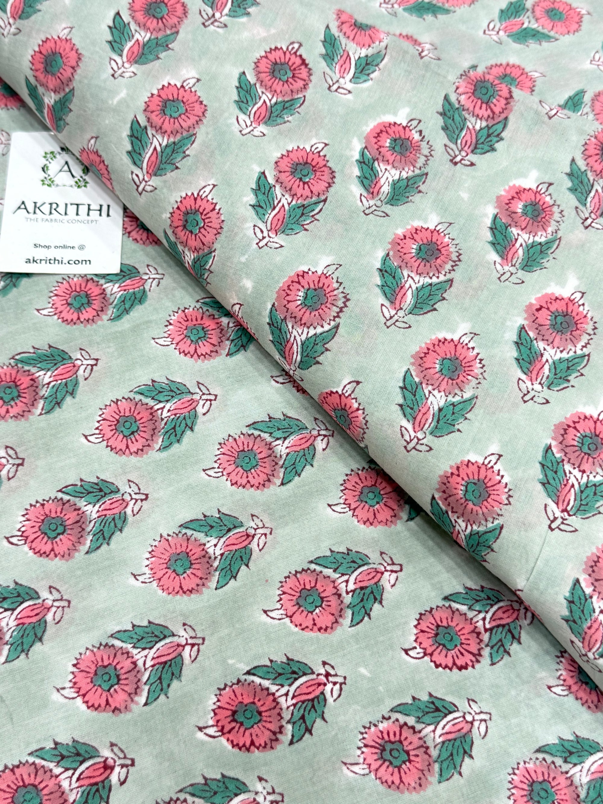 Hand block pure cotton fabric