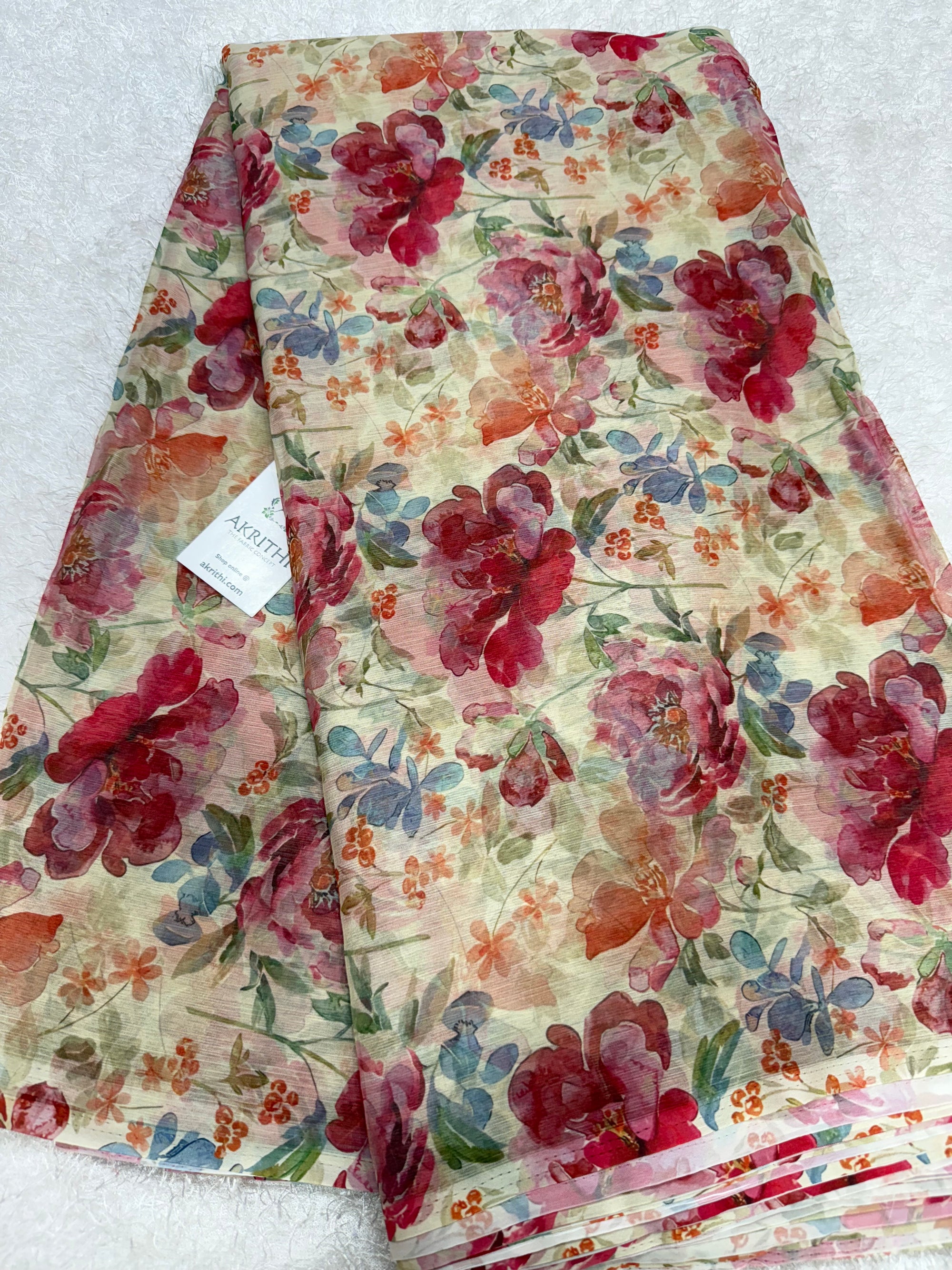 Digital floral printed chiffon fabric