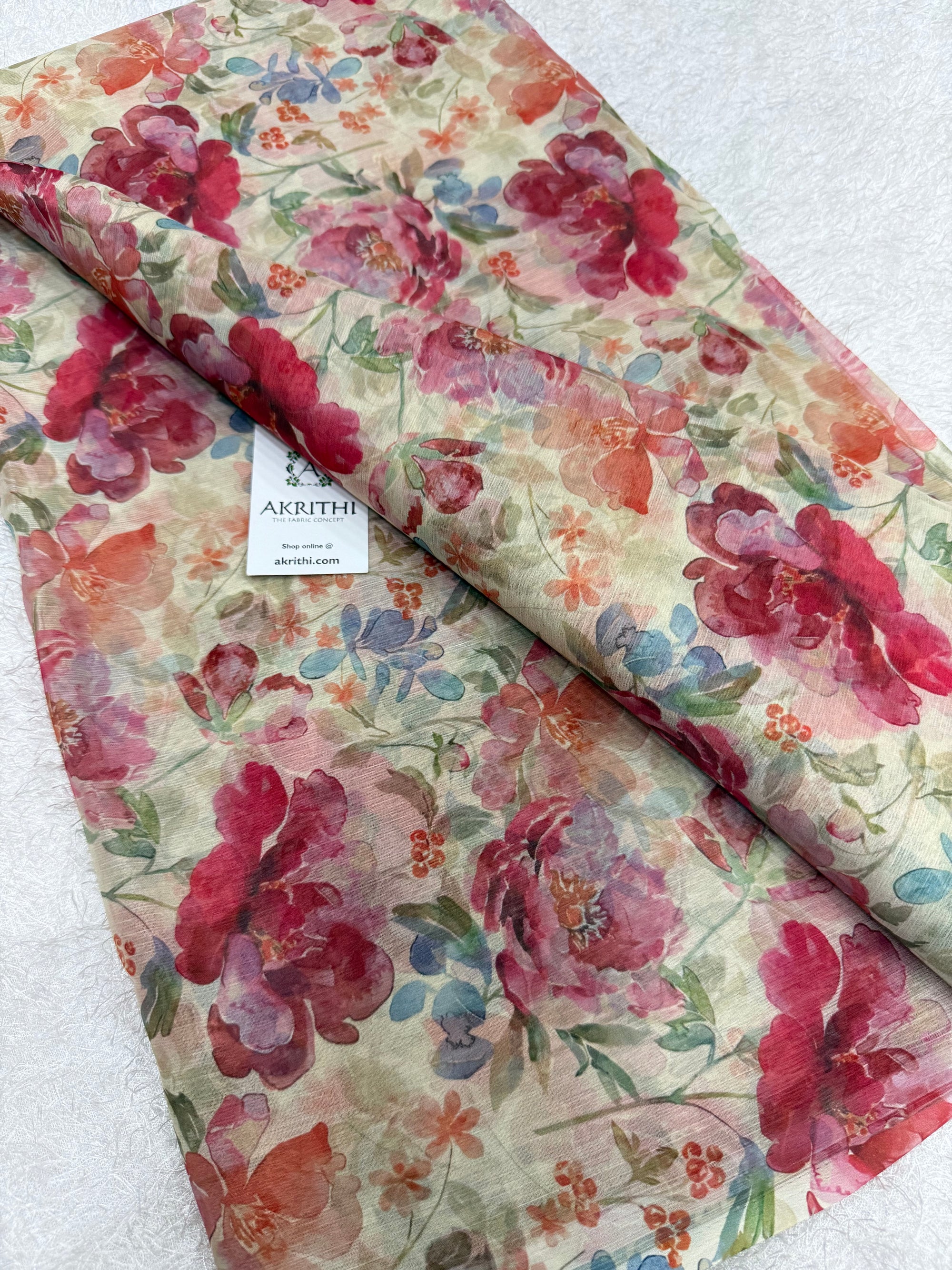 Digital floral printed chiffon fabric