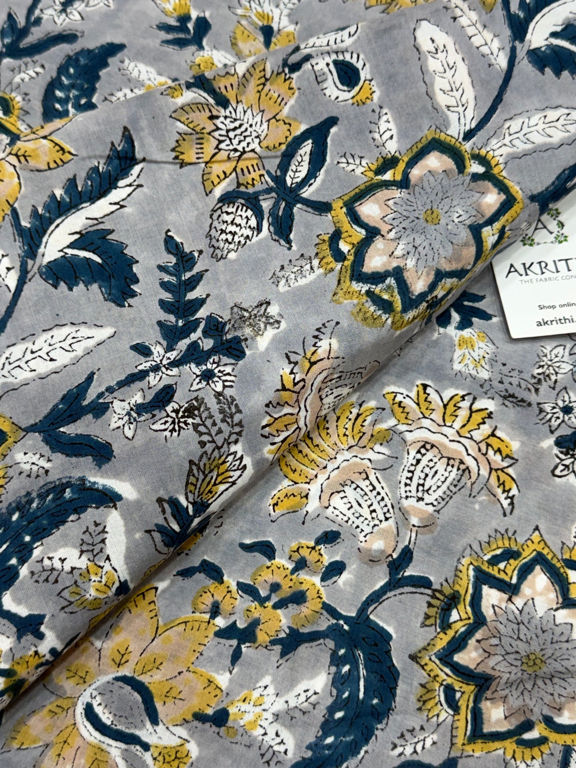 Hand block pure cotton fabric