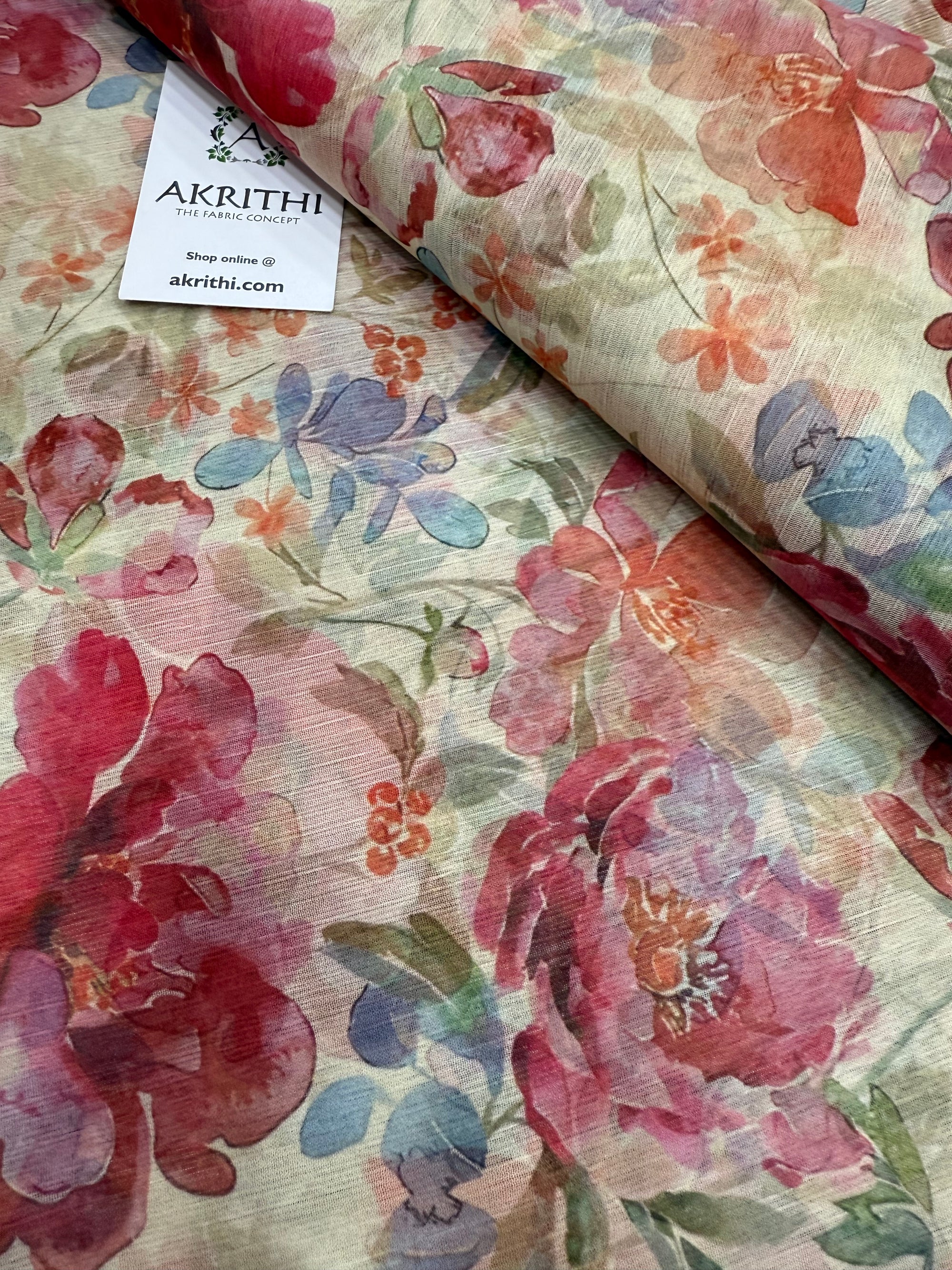 Digital floral printed chiffon fabric