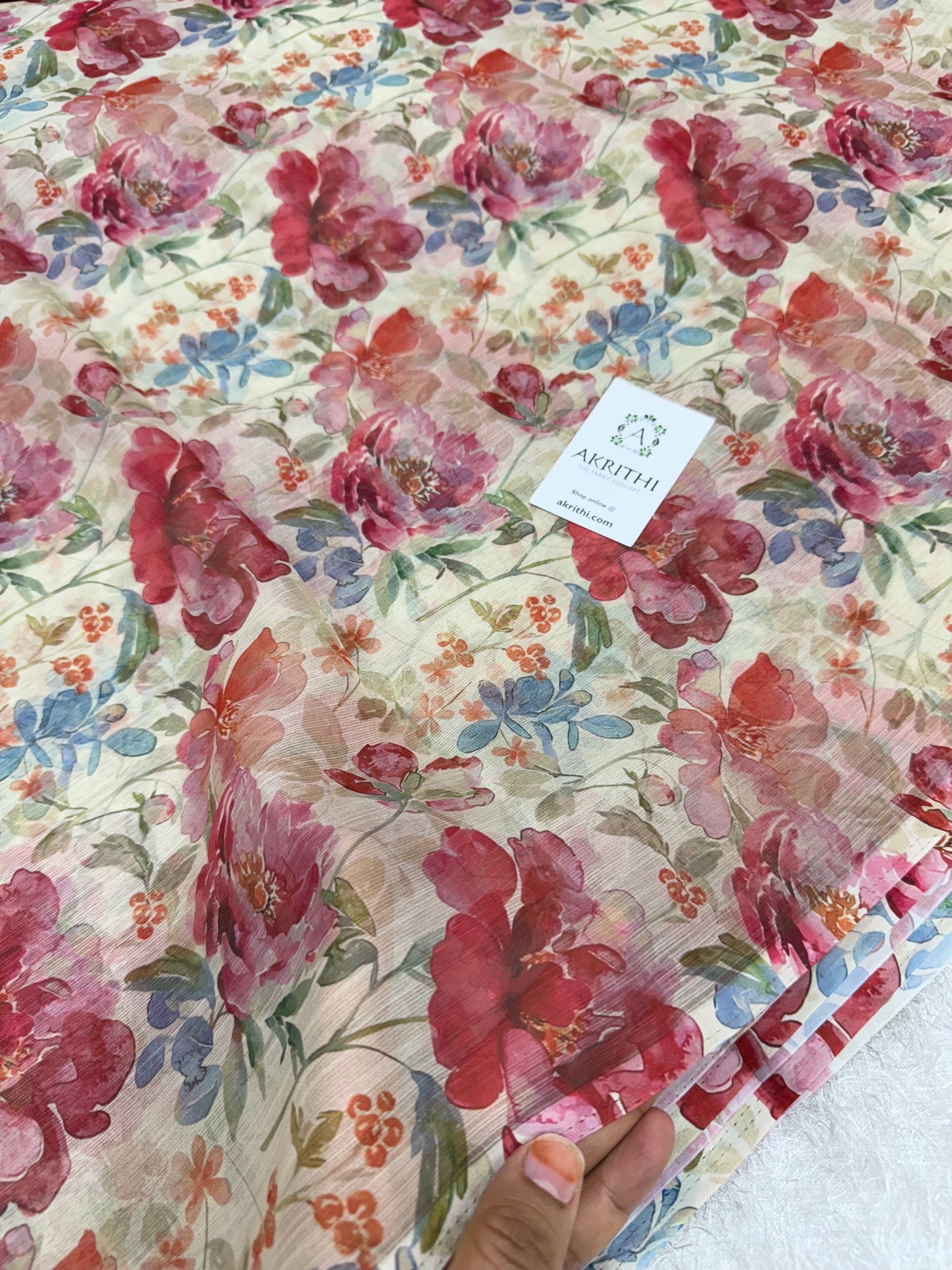 Digital floral printed chiffon fabric