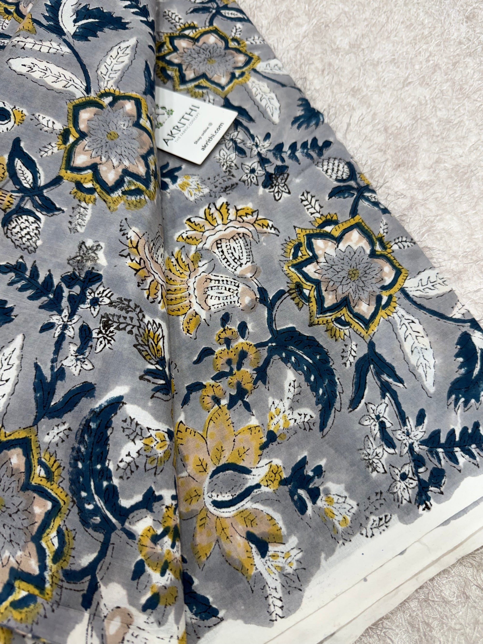 Hand block pure cotton fabric