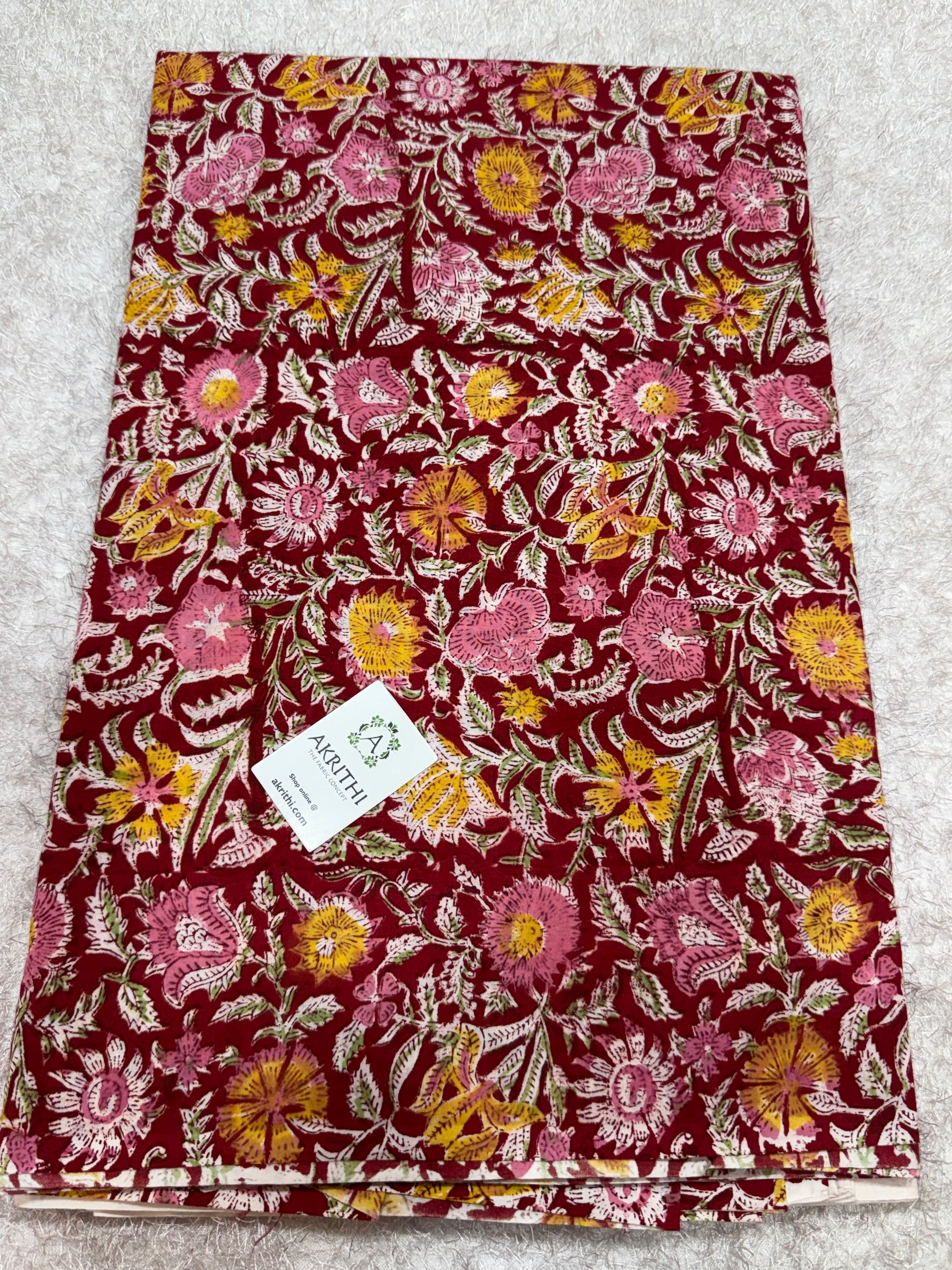 Hand block pure cotton fabric