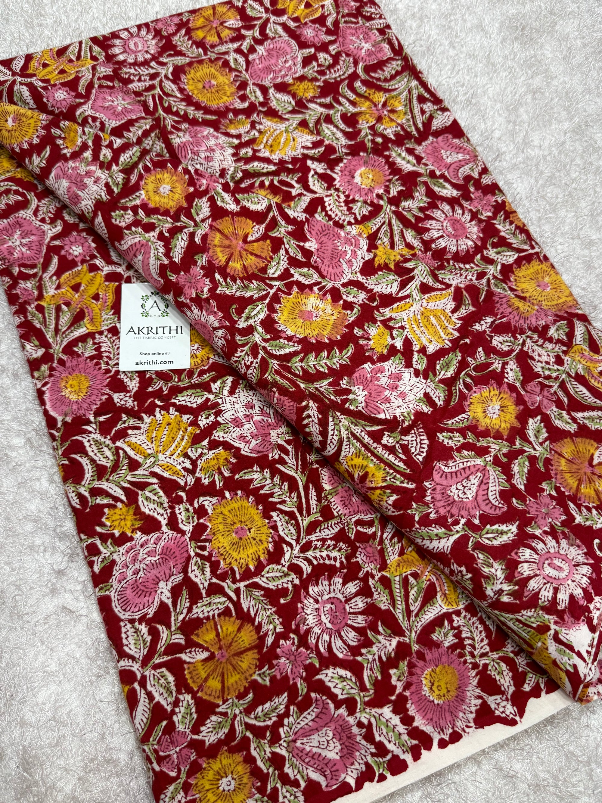 Hand block pure cotton fabric