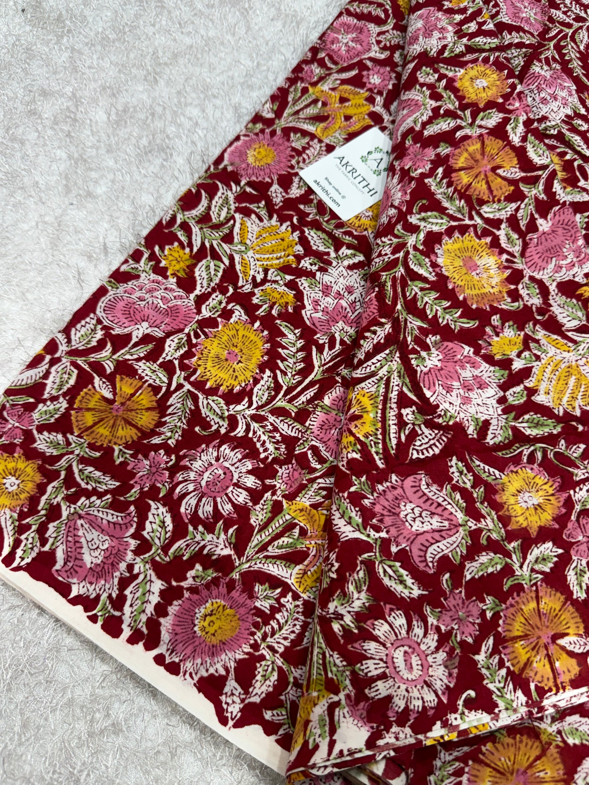 Hand block pure cotton fabric