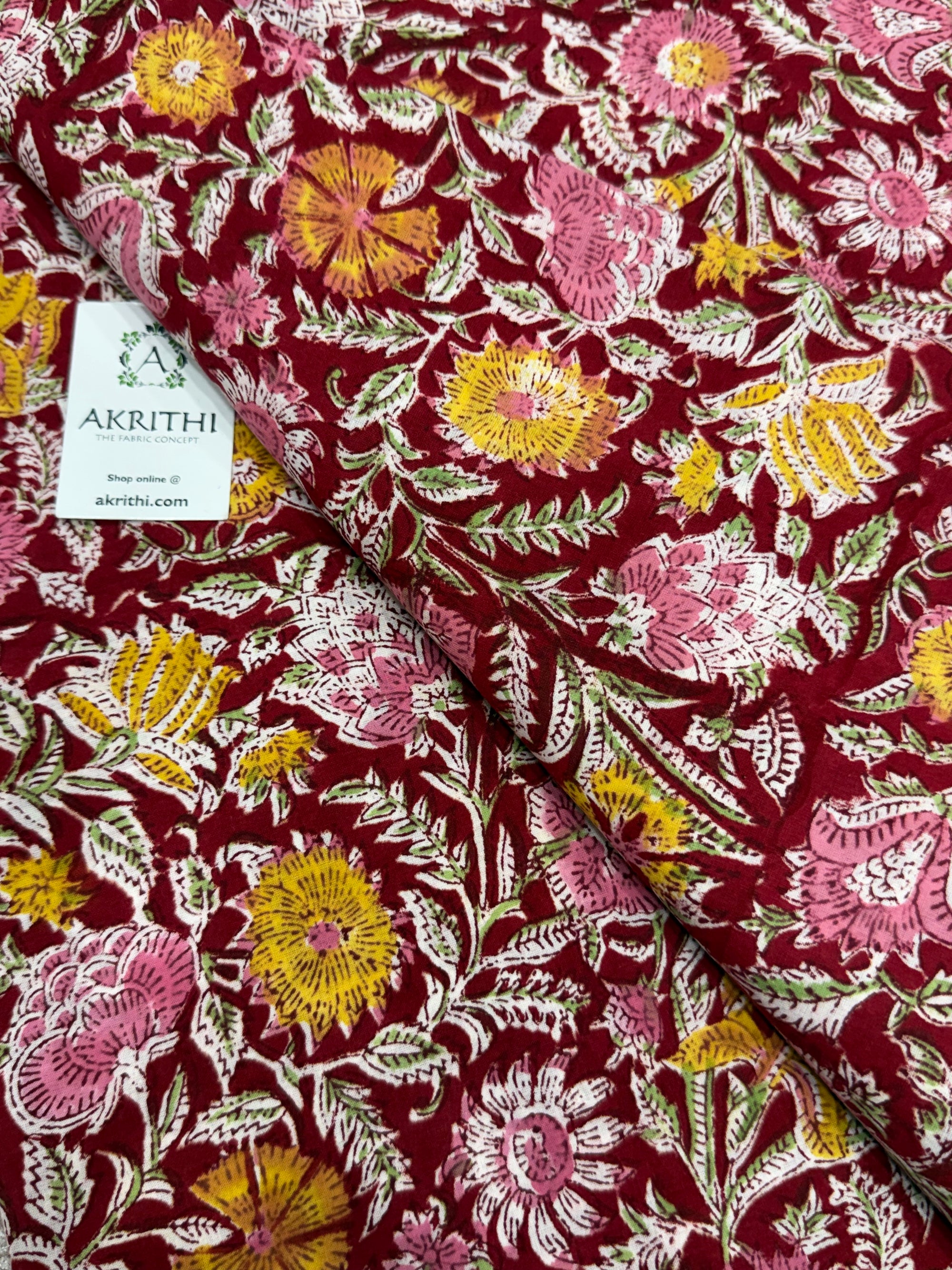Hand block pure cotton fabric