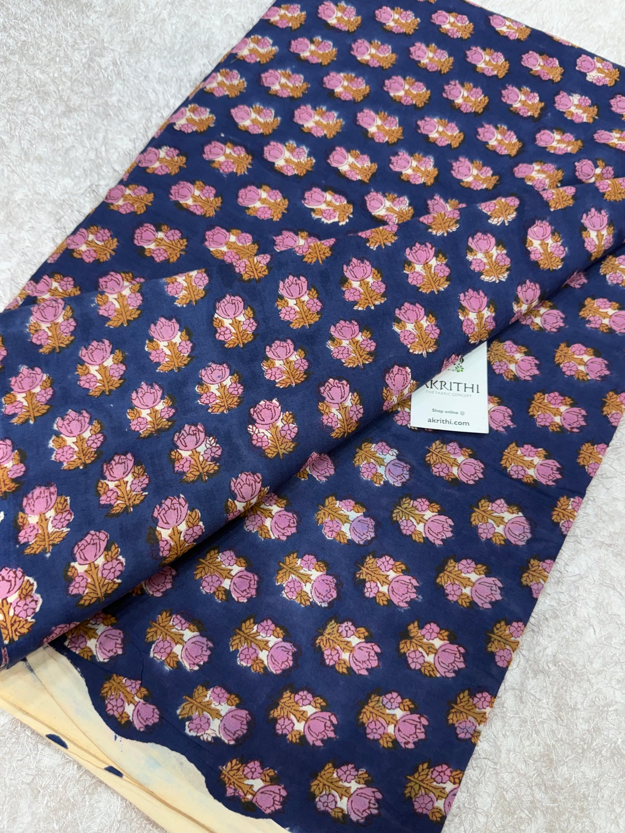 Hand block pure cotton fabric