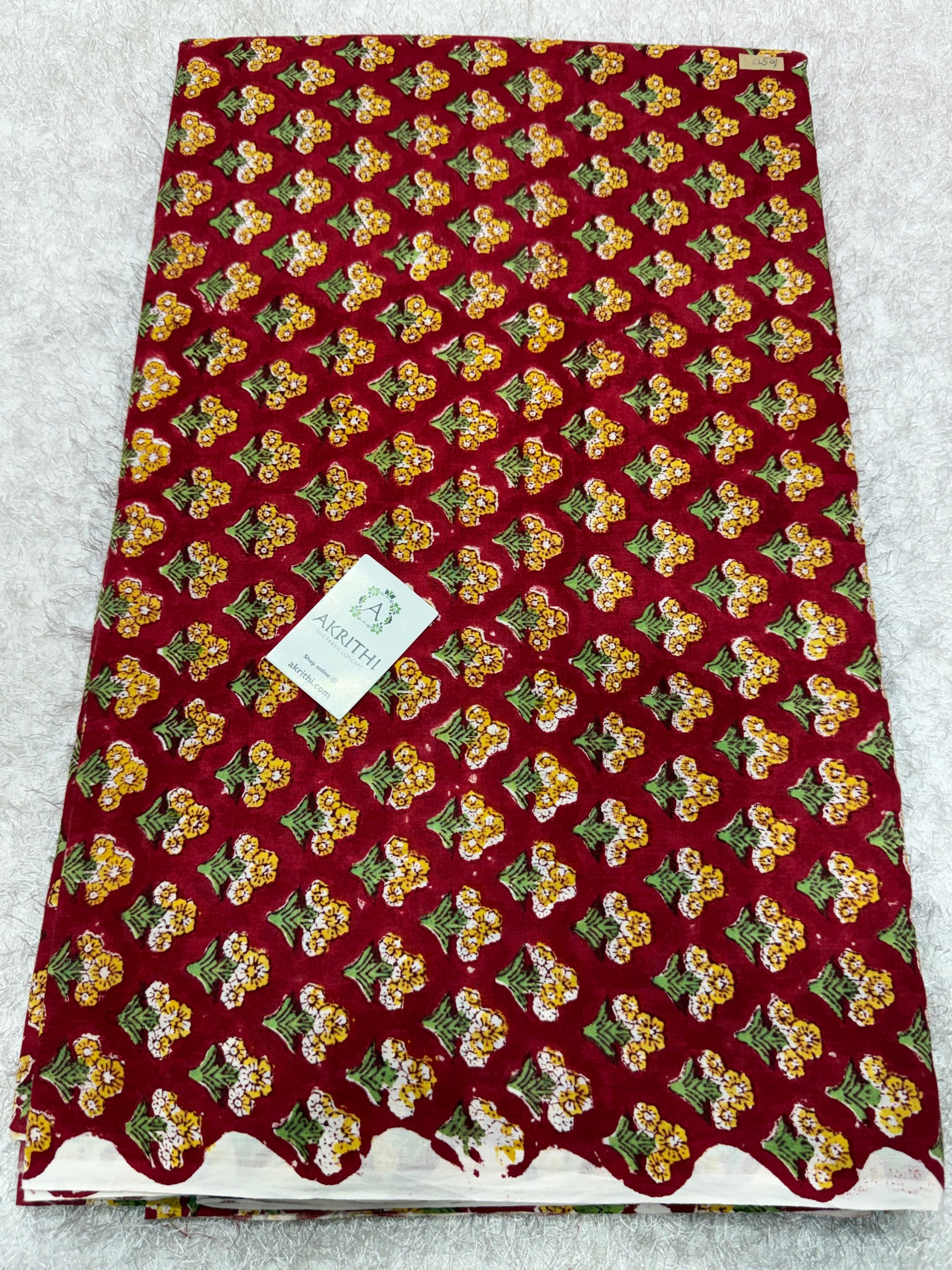 Hand block pure cotton fabric