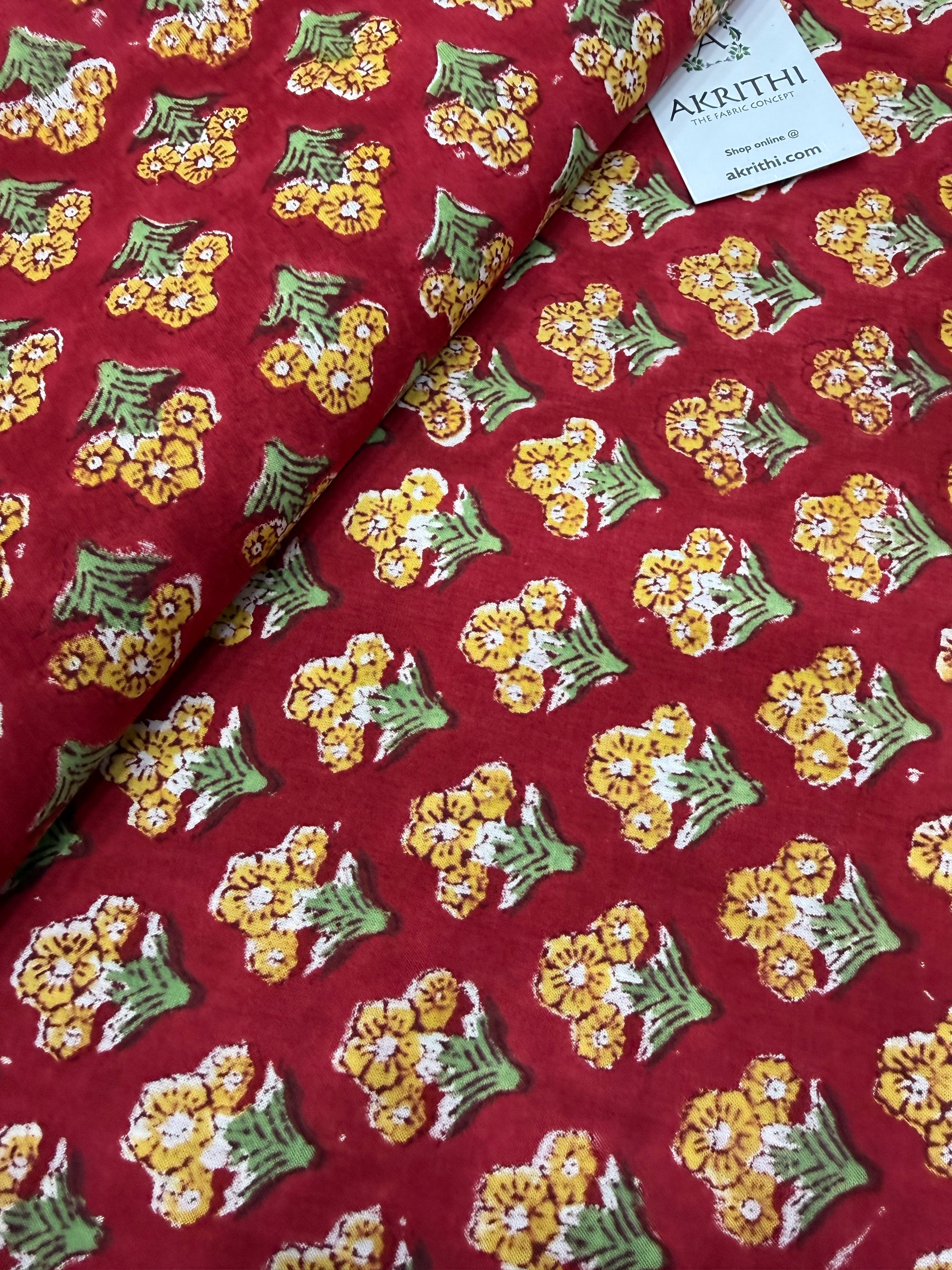 Hand block pure cotton fabric