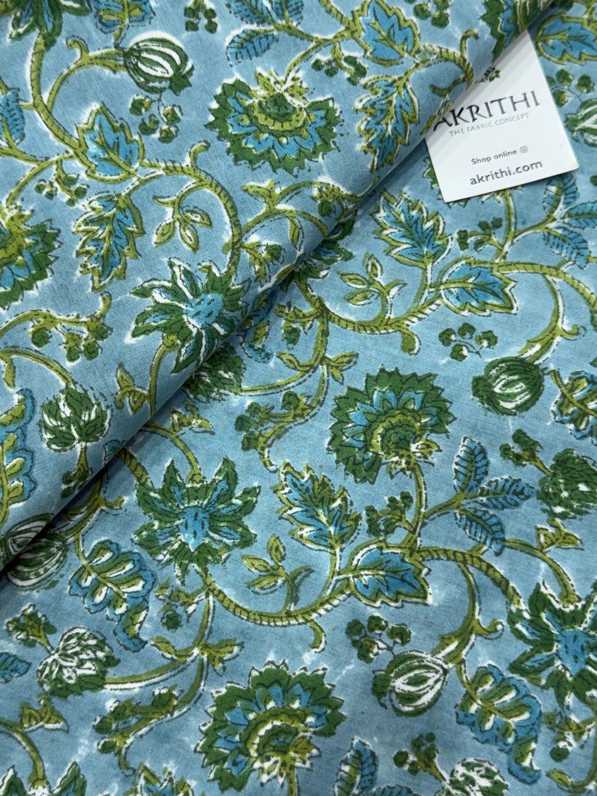 Hand block pure cotton fabric