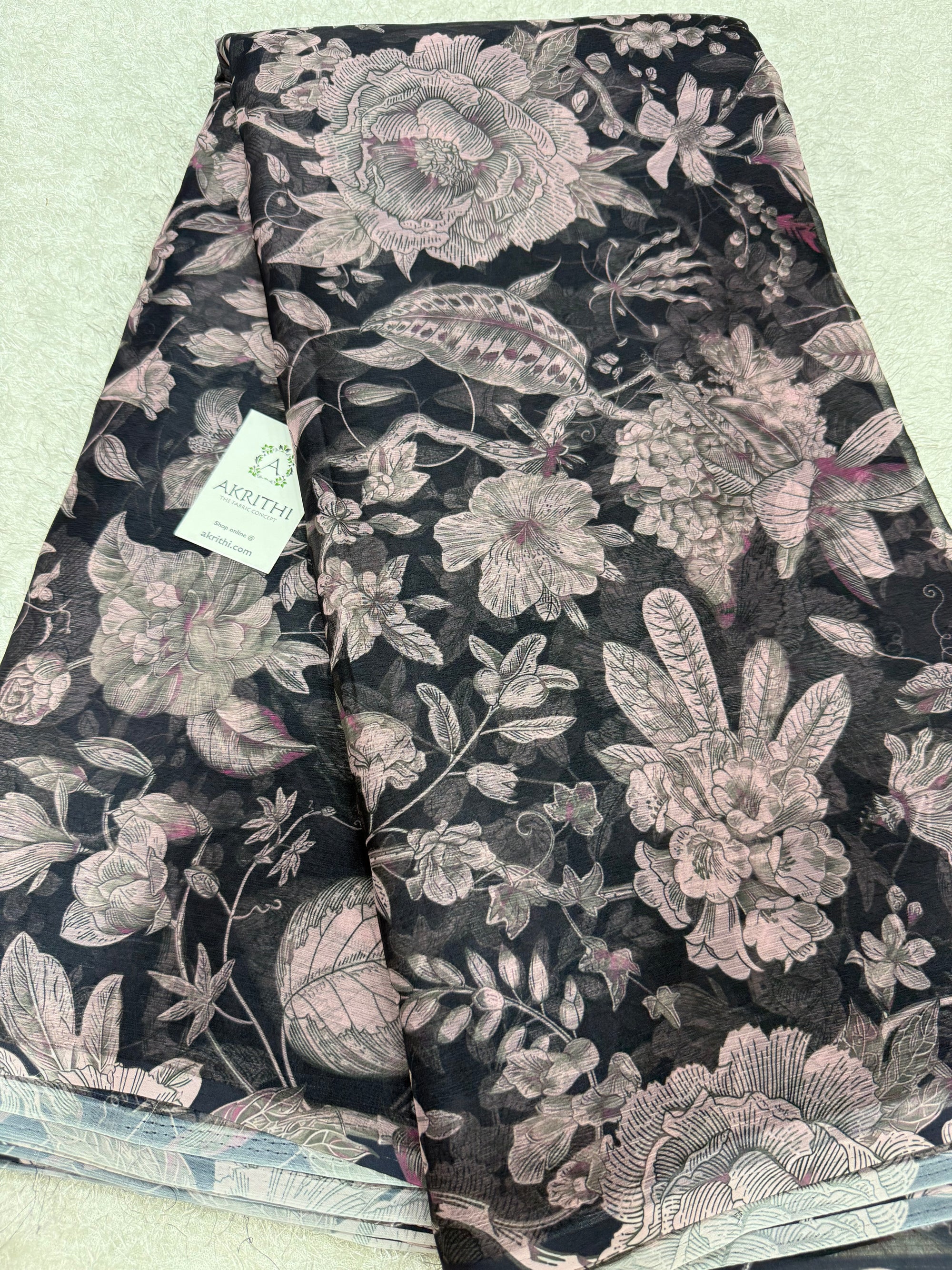 Digital floral printed chiffon fabric