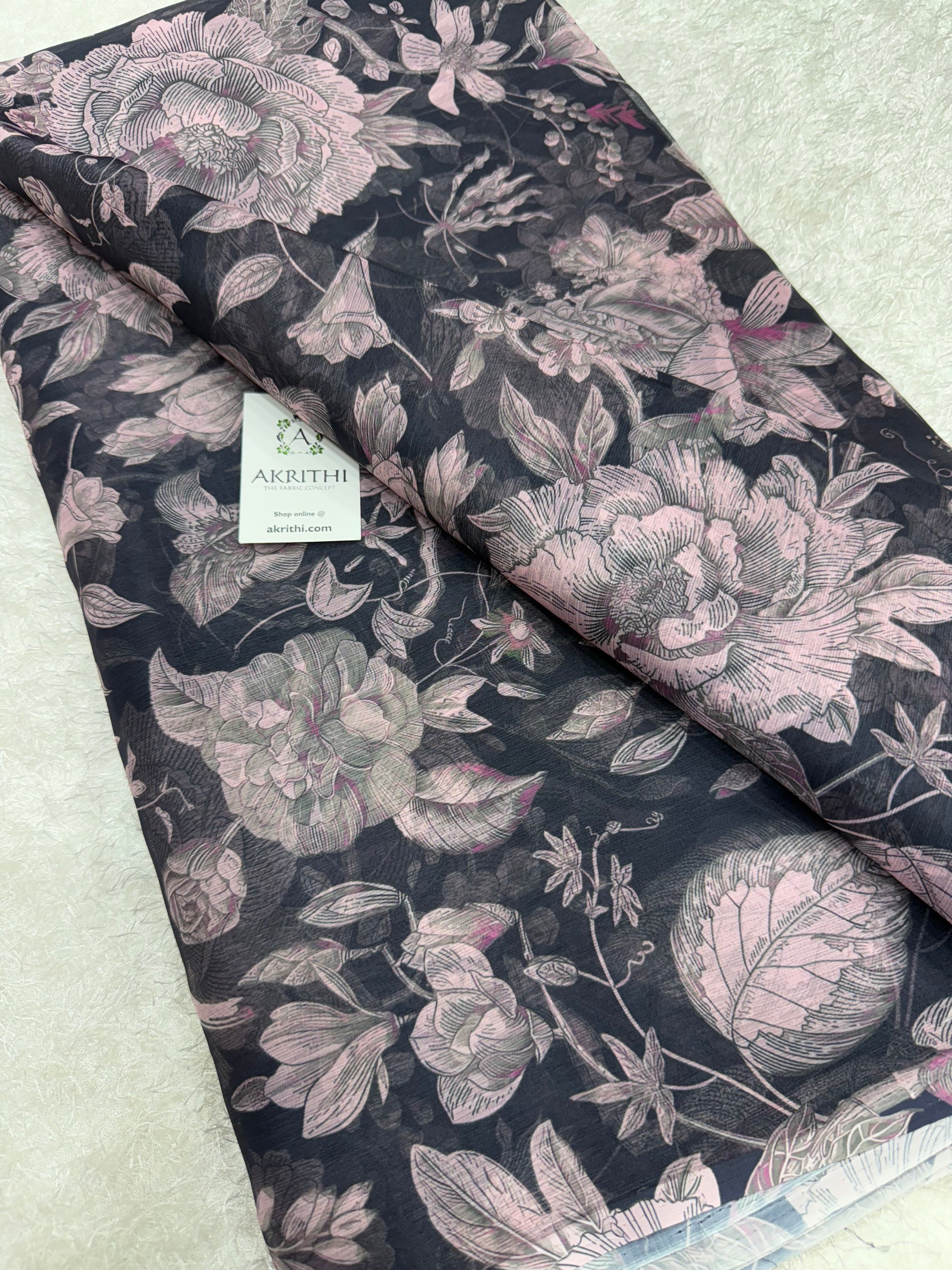 Digital floral printed chiffon fabric