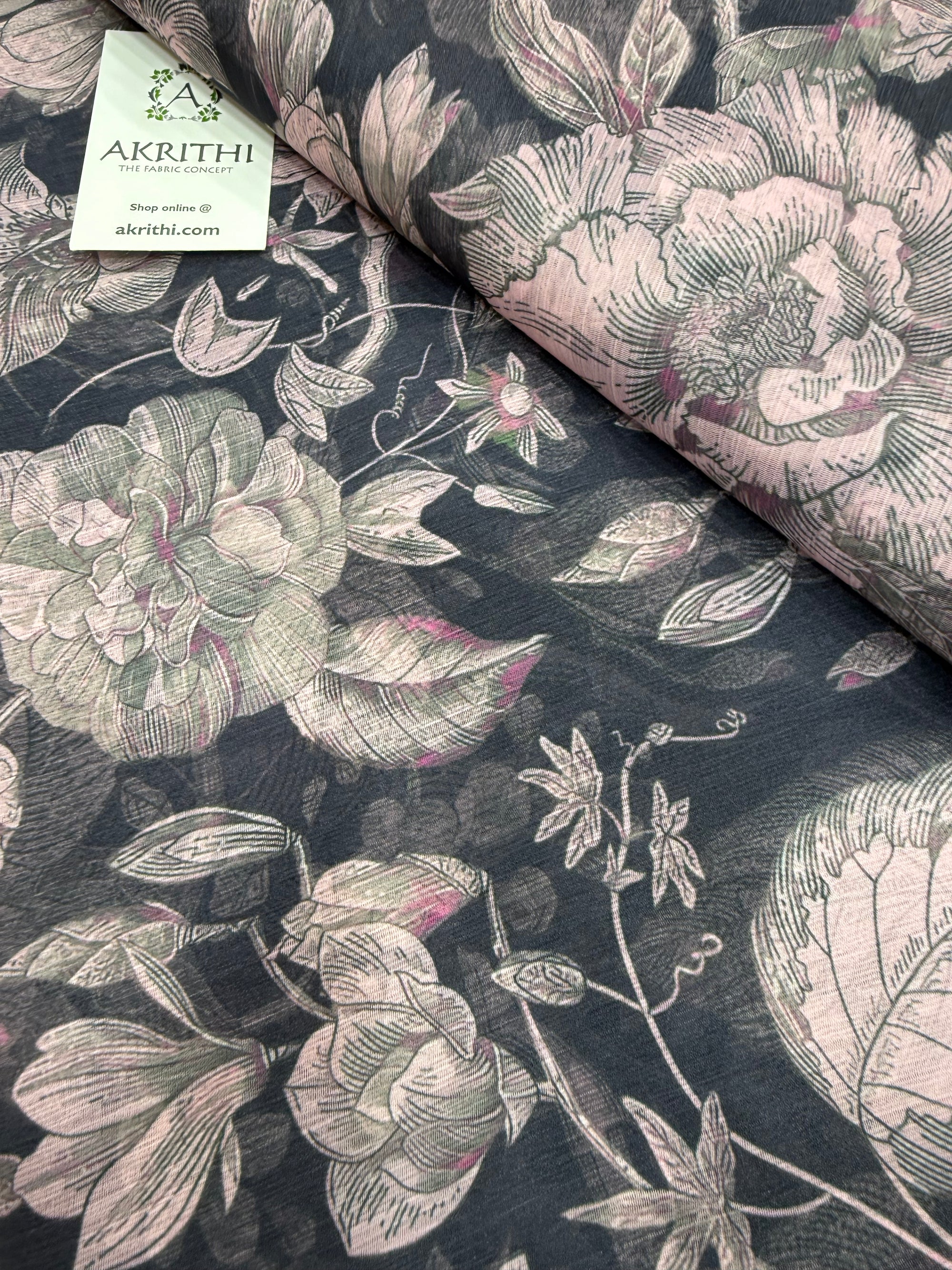 Digital floral printed chiffon fabric
