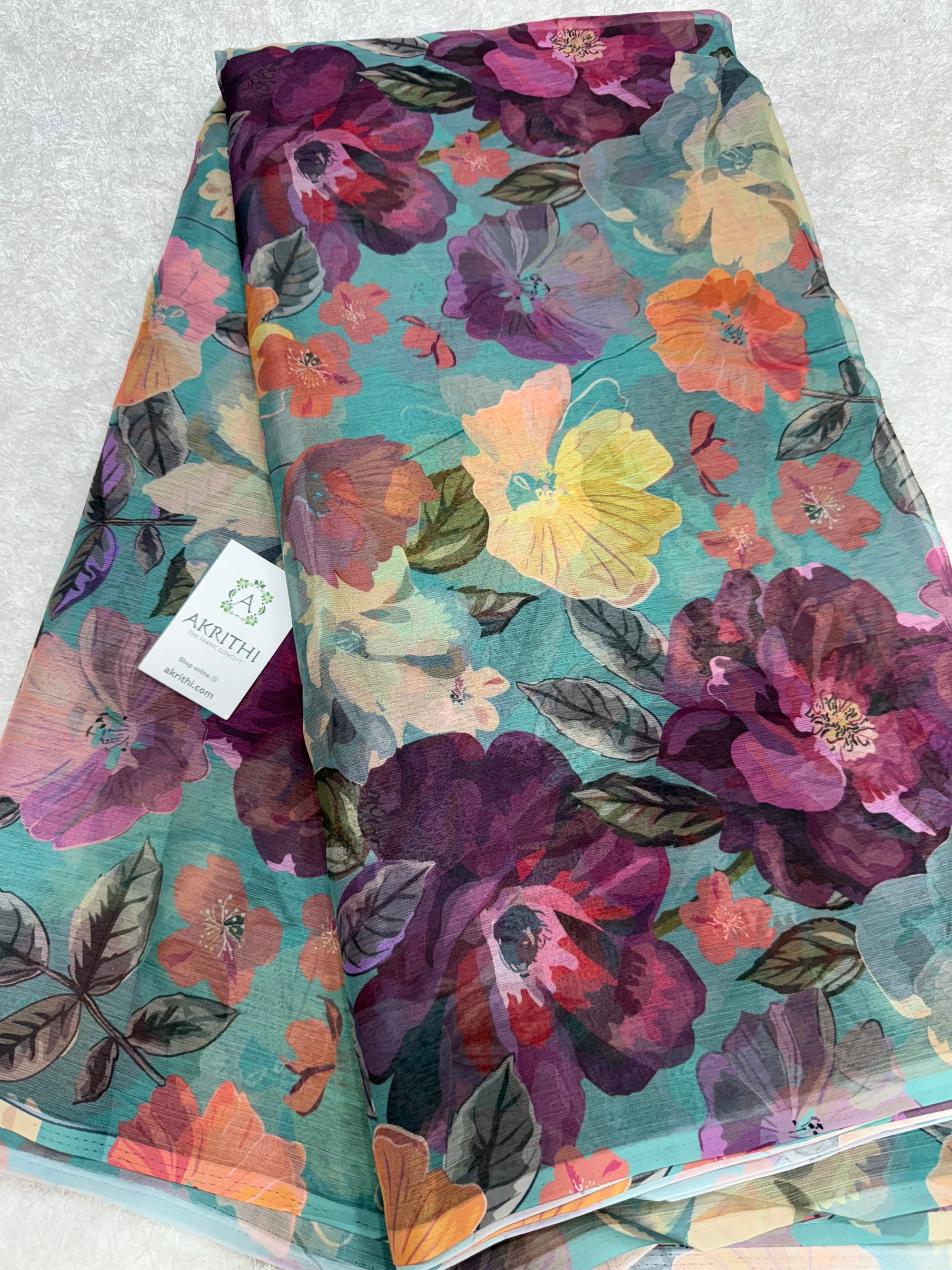 Digital floral printed chiffon fabric