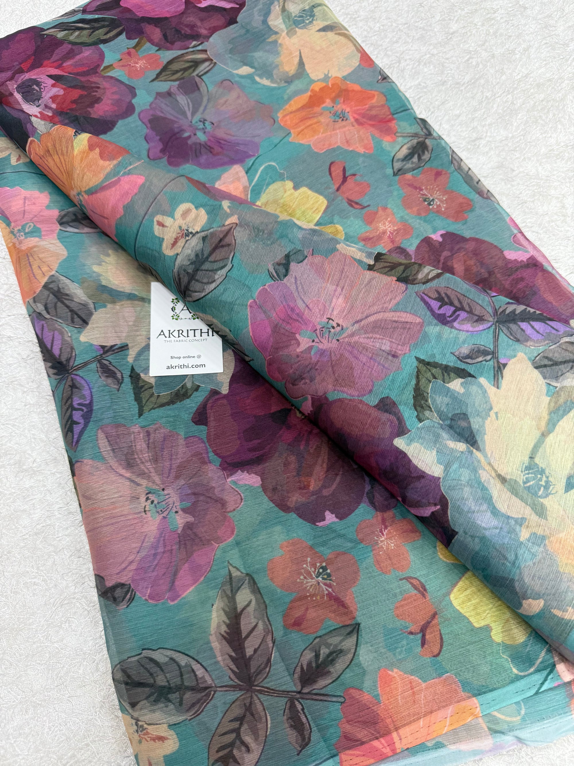 Digital floral printed chiffon fabric