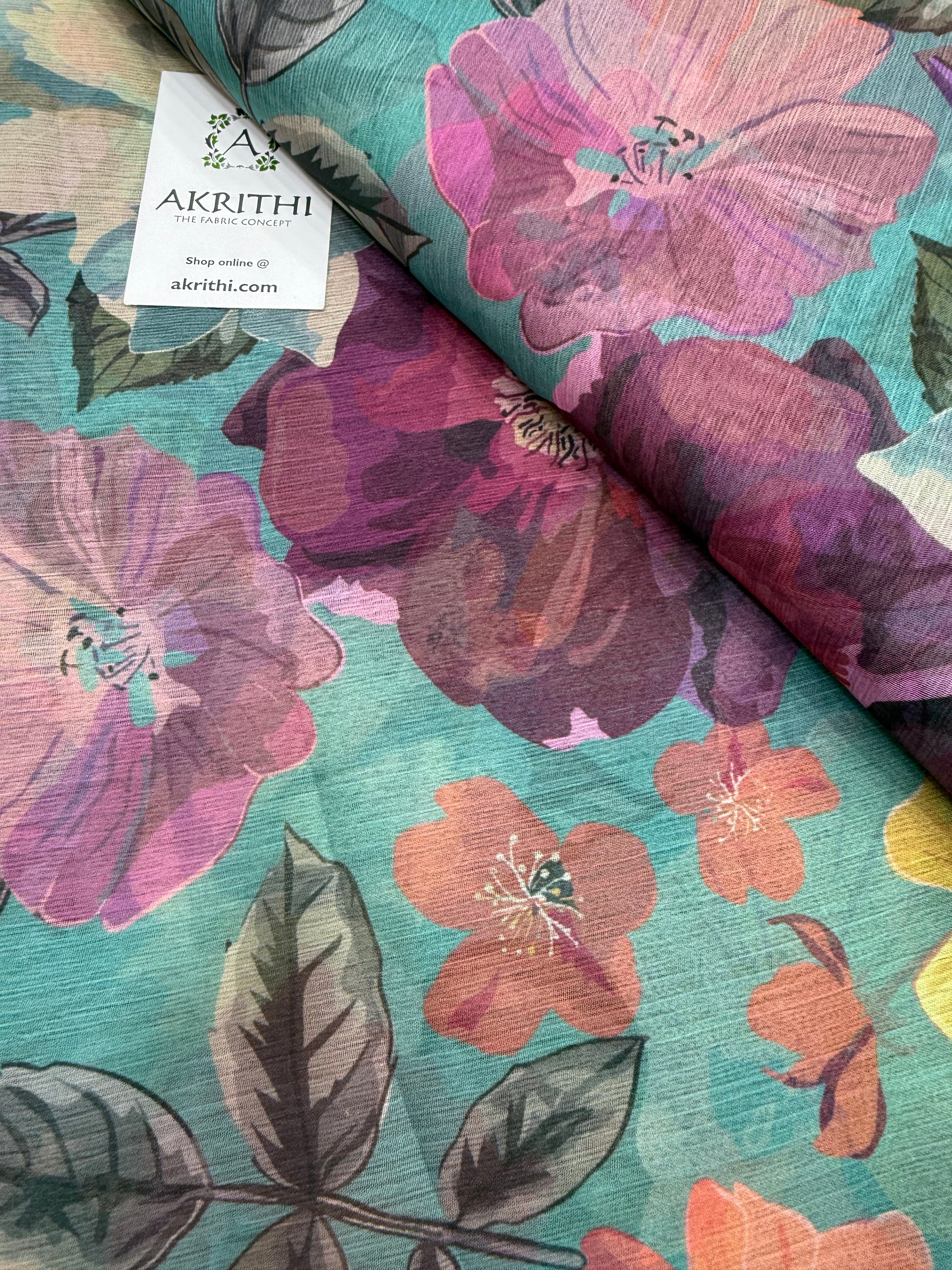 Digital floral printed chiffon fabric