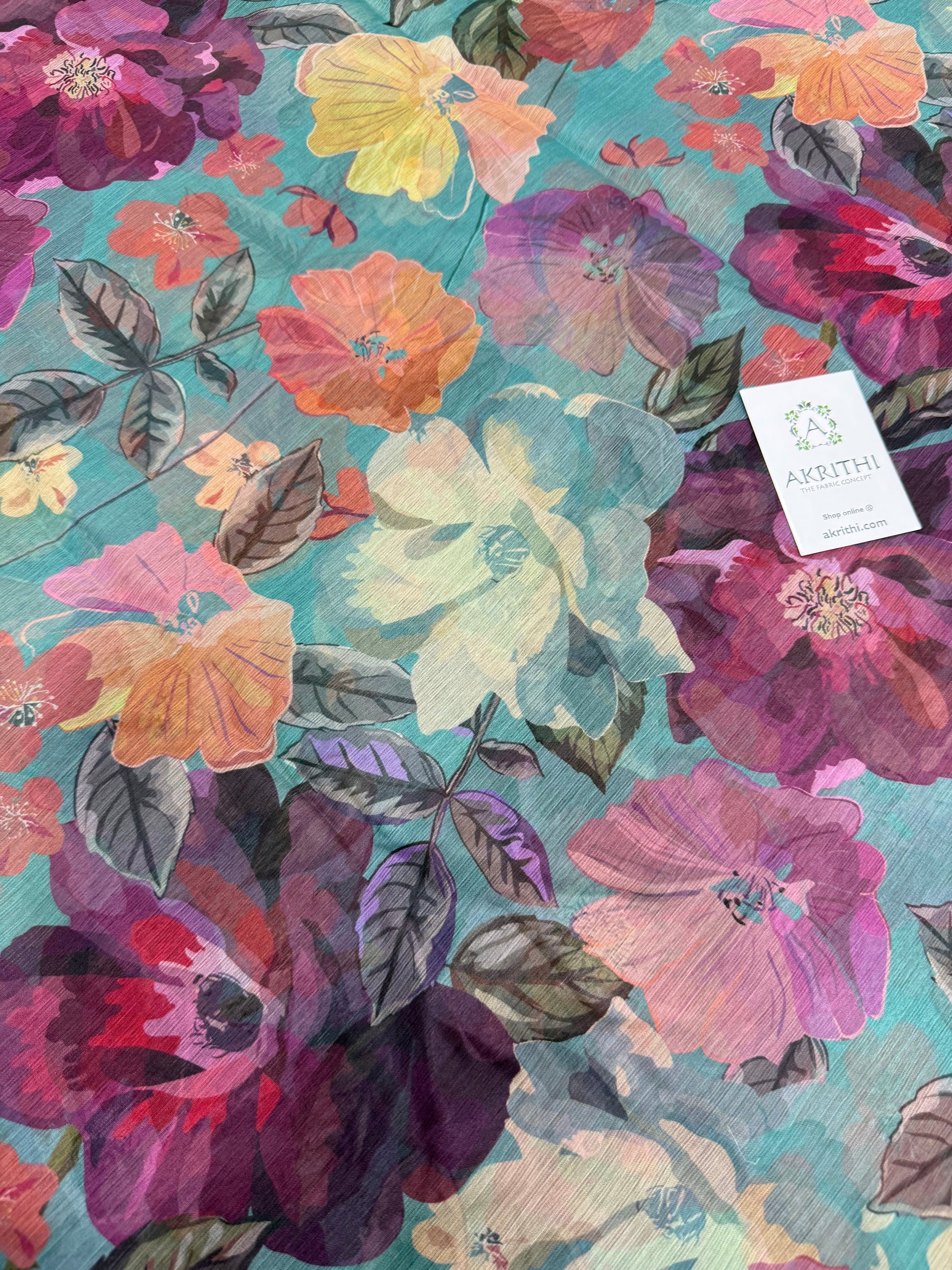 Digital floral printed chiffon fabric