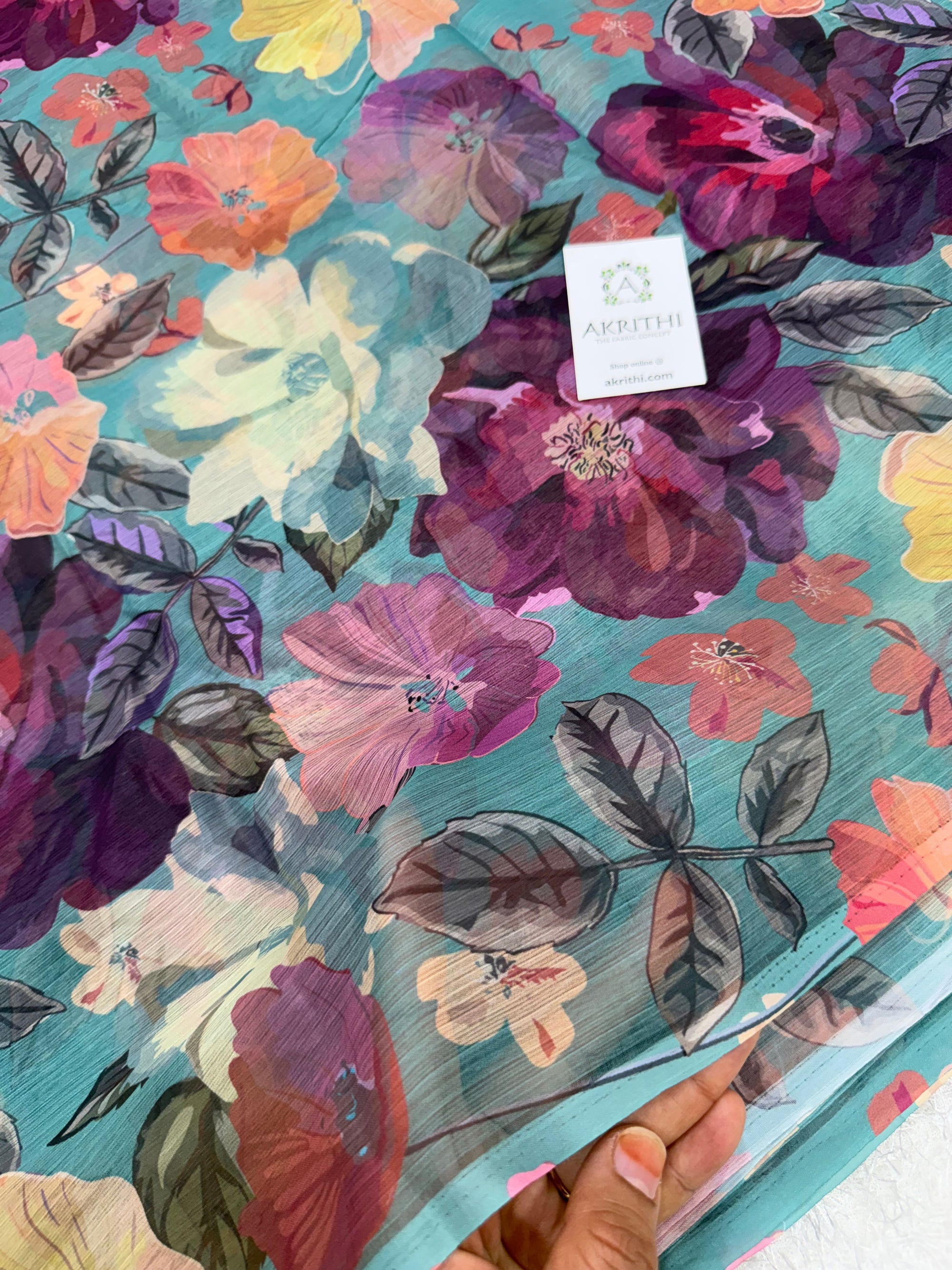 Digital floral printed chiffon fabric