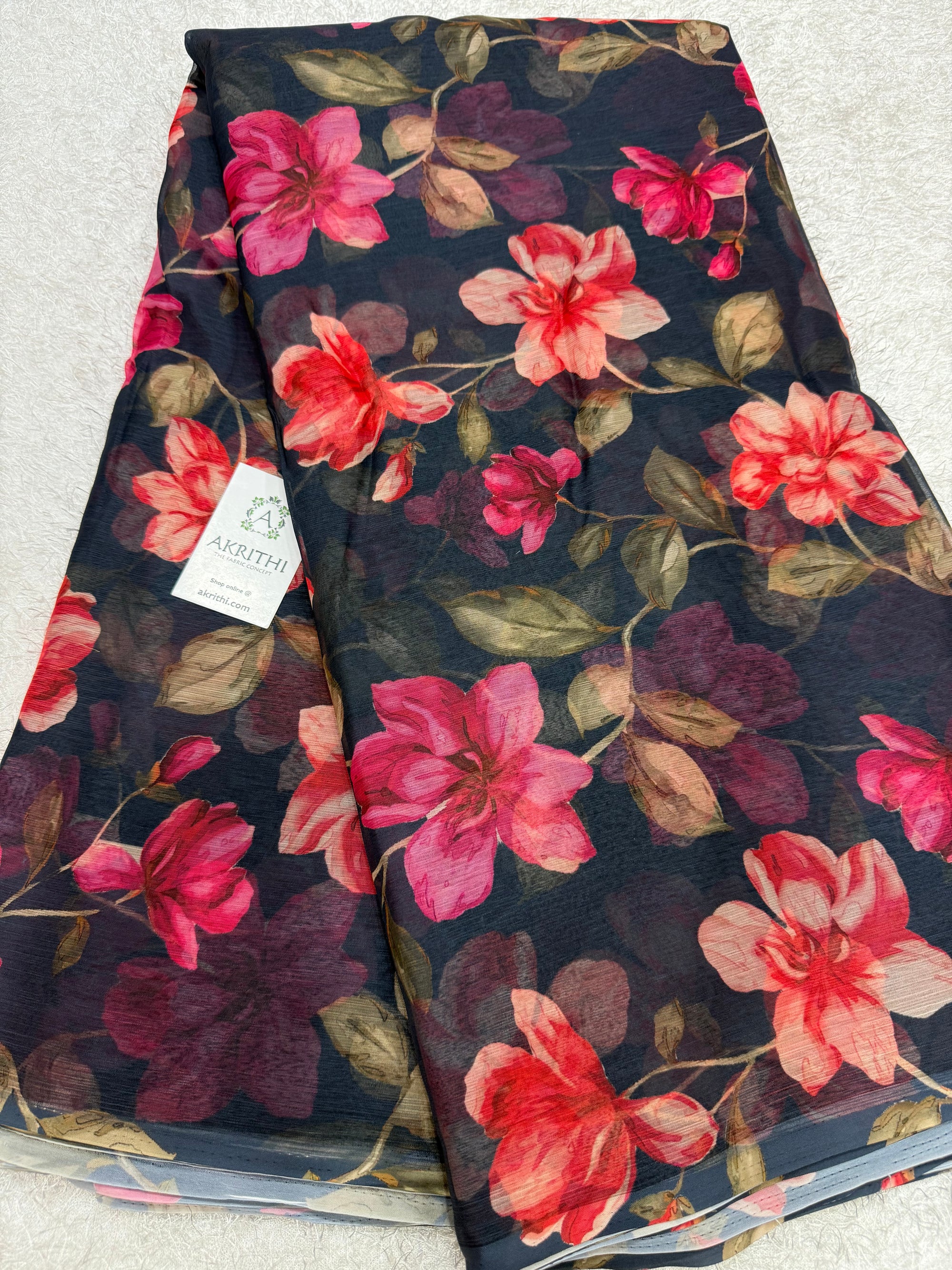 Digital floral printed chiffon fabric