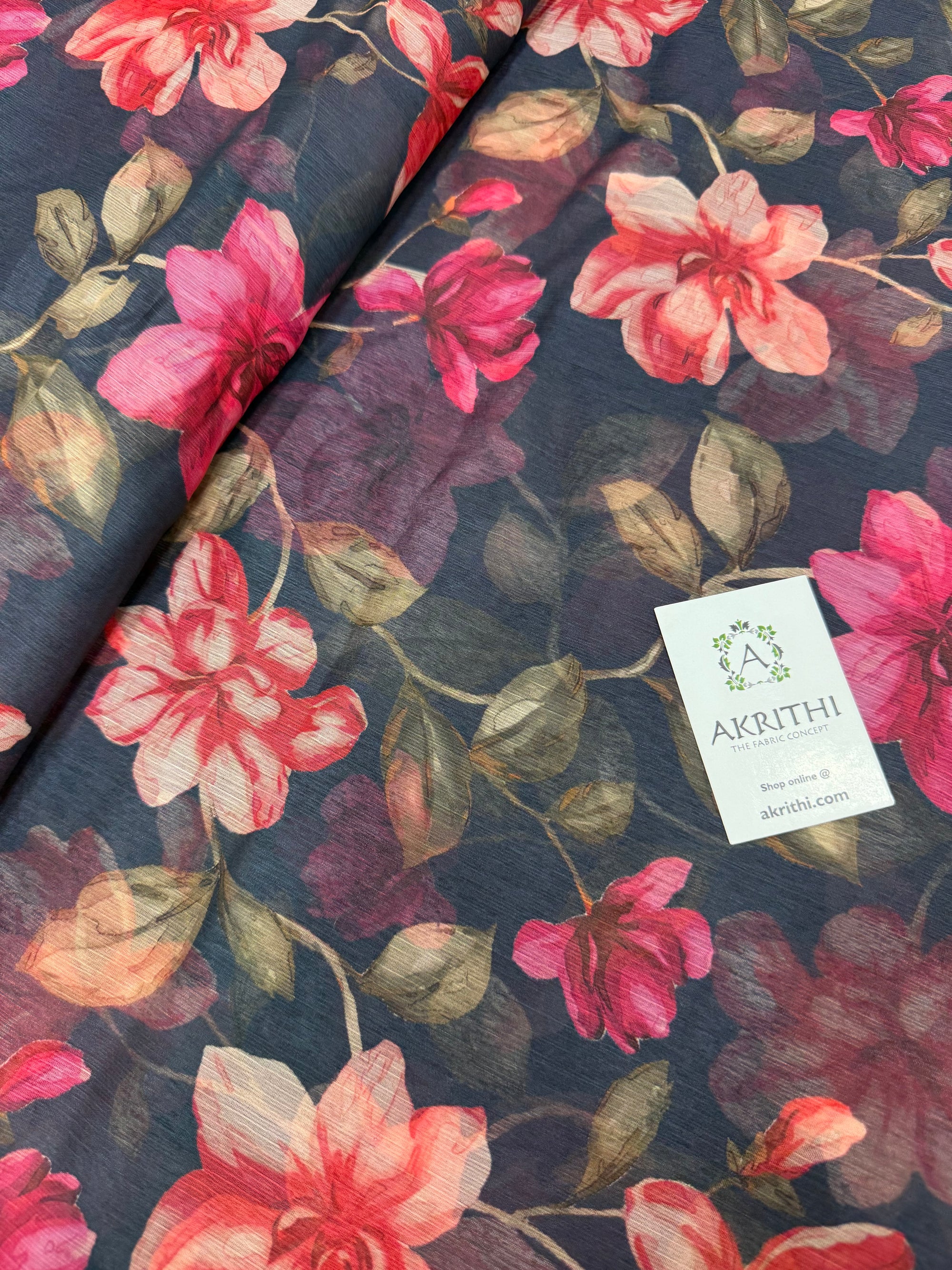 Digital floral printed chiffon fabric