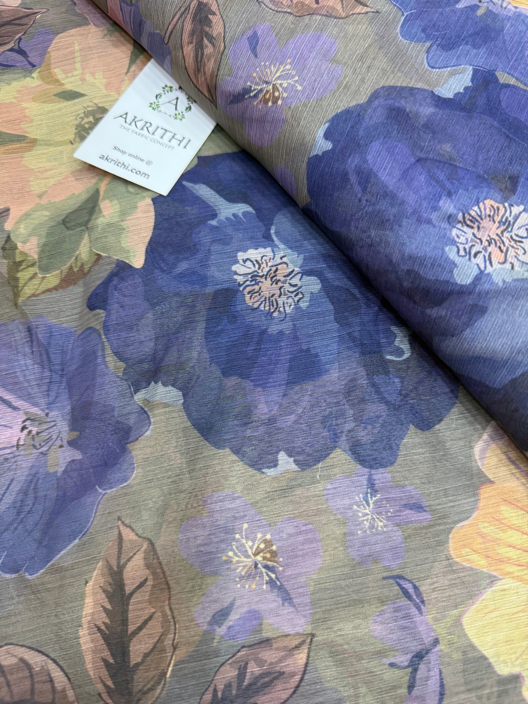 Digital floral printed chiffon fabric