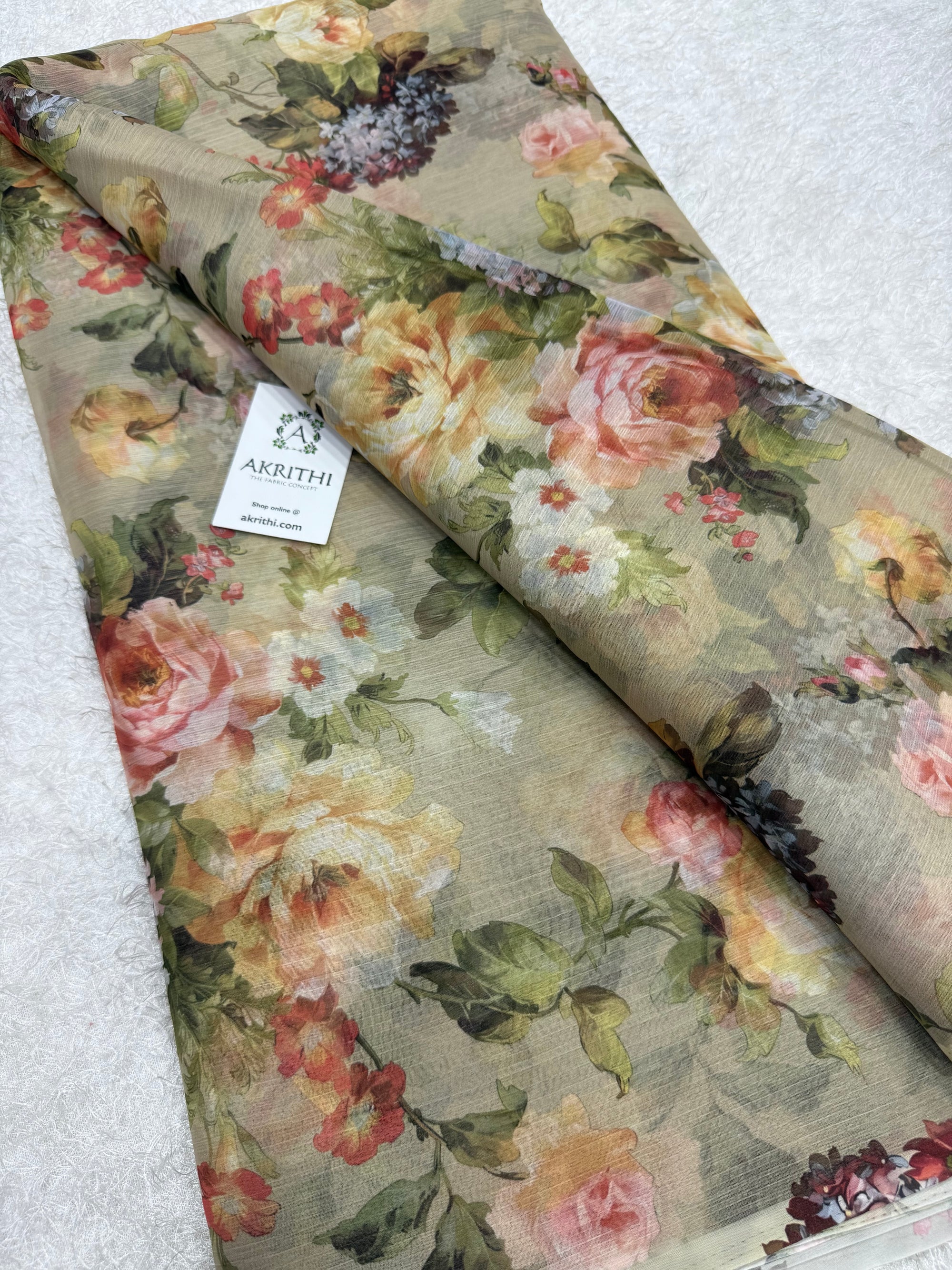 Digital floral printed chiffon fabric