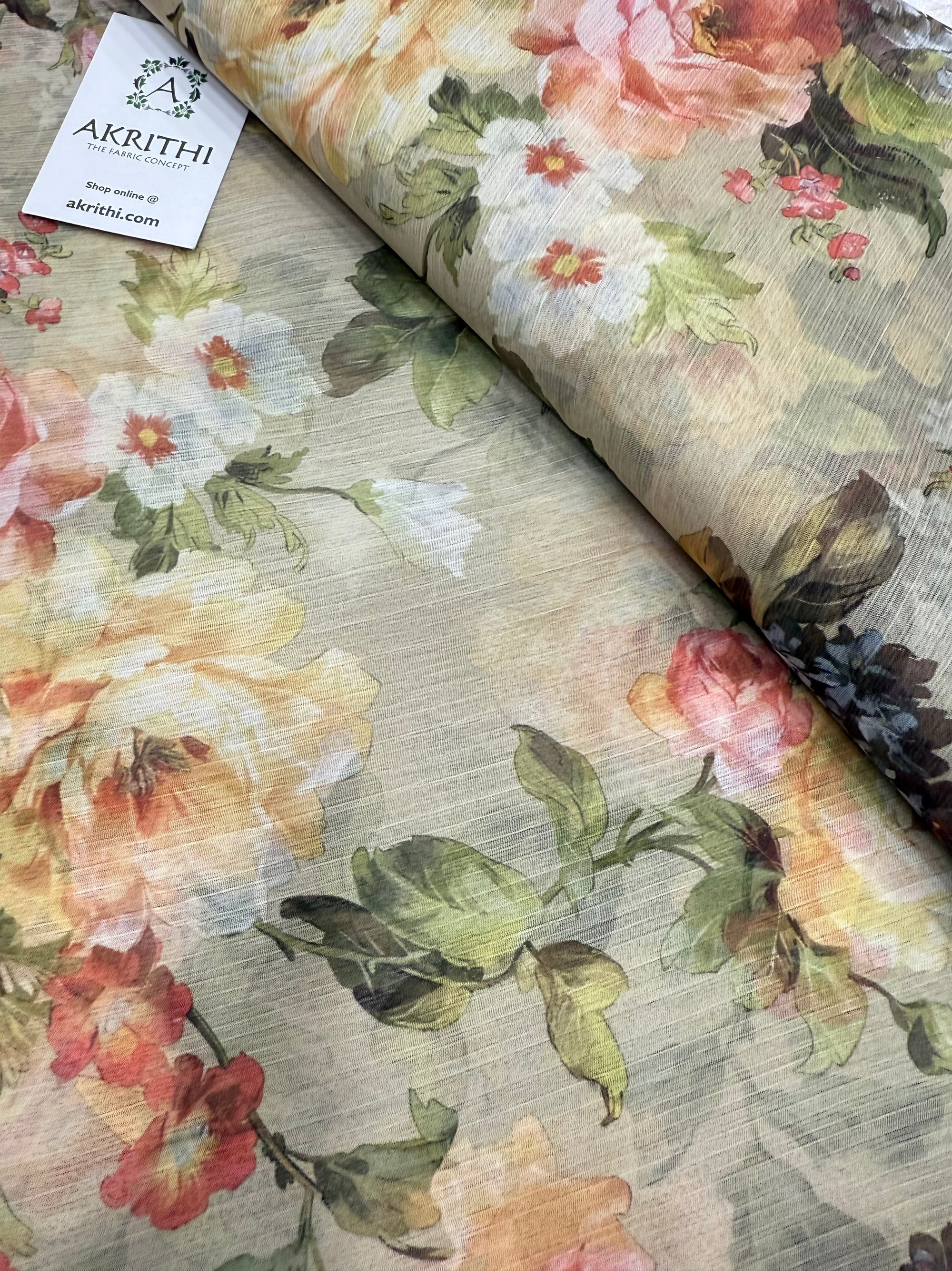 Digital floral printed chiffon fabric