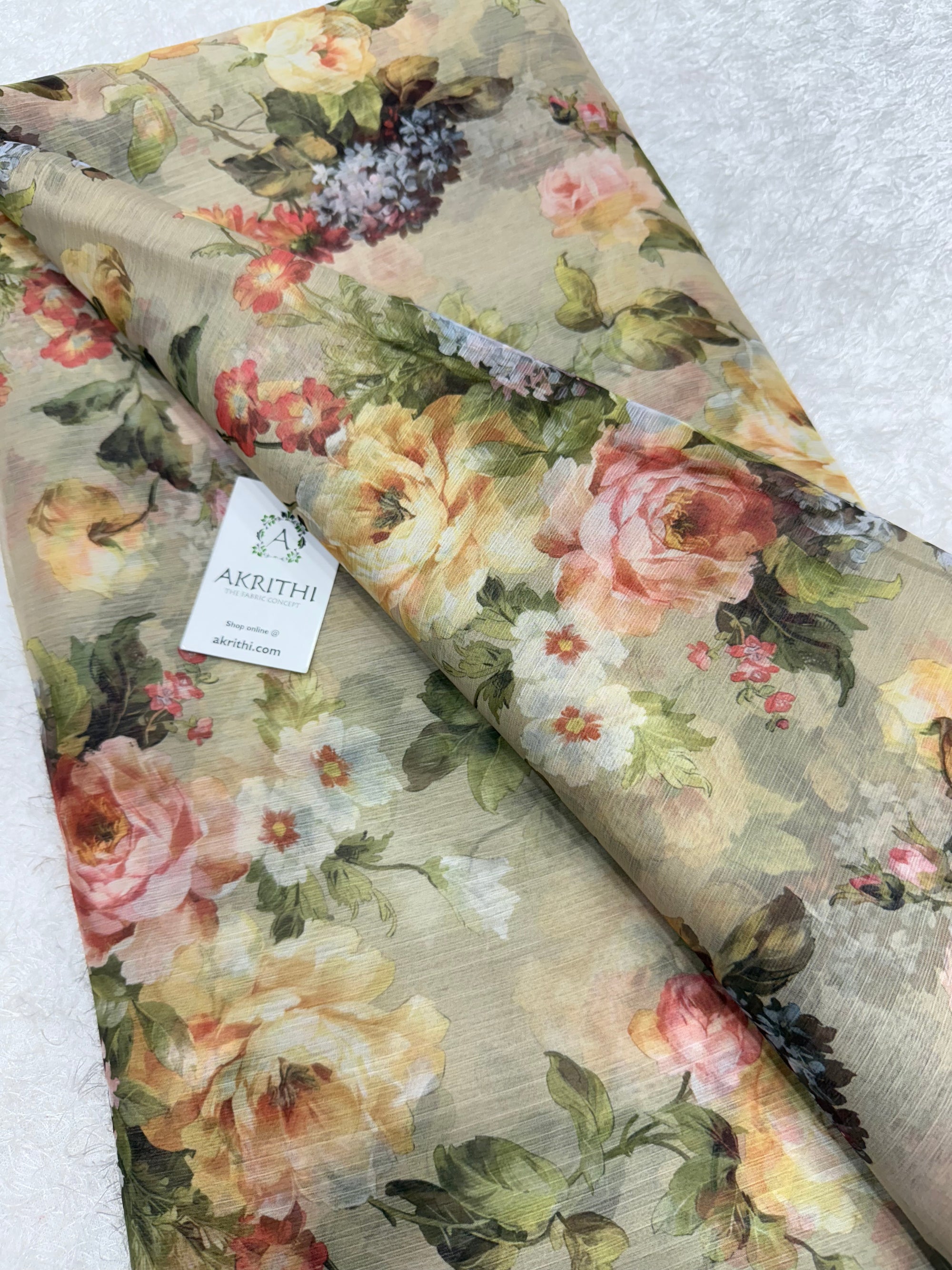 Digital floral printed chiffon fabric