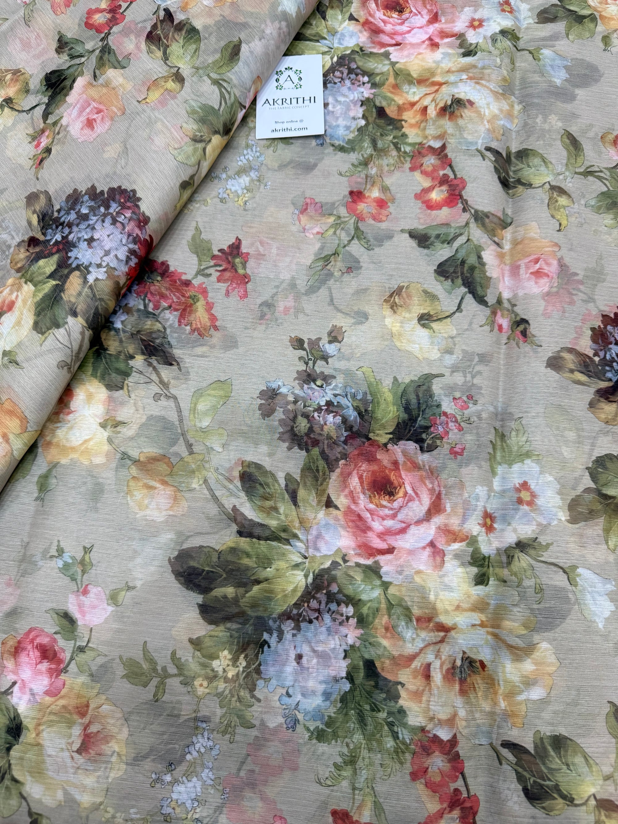 Digital floral printed chiffon fabric