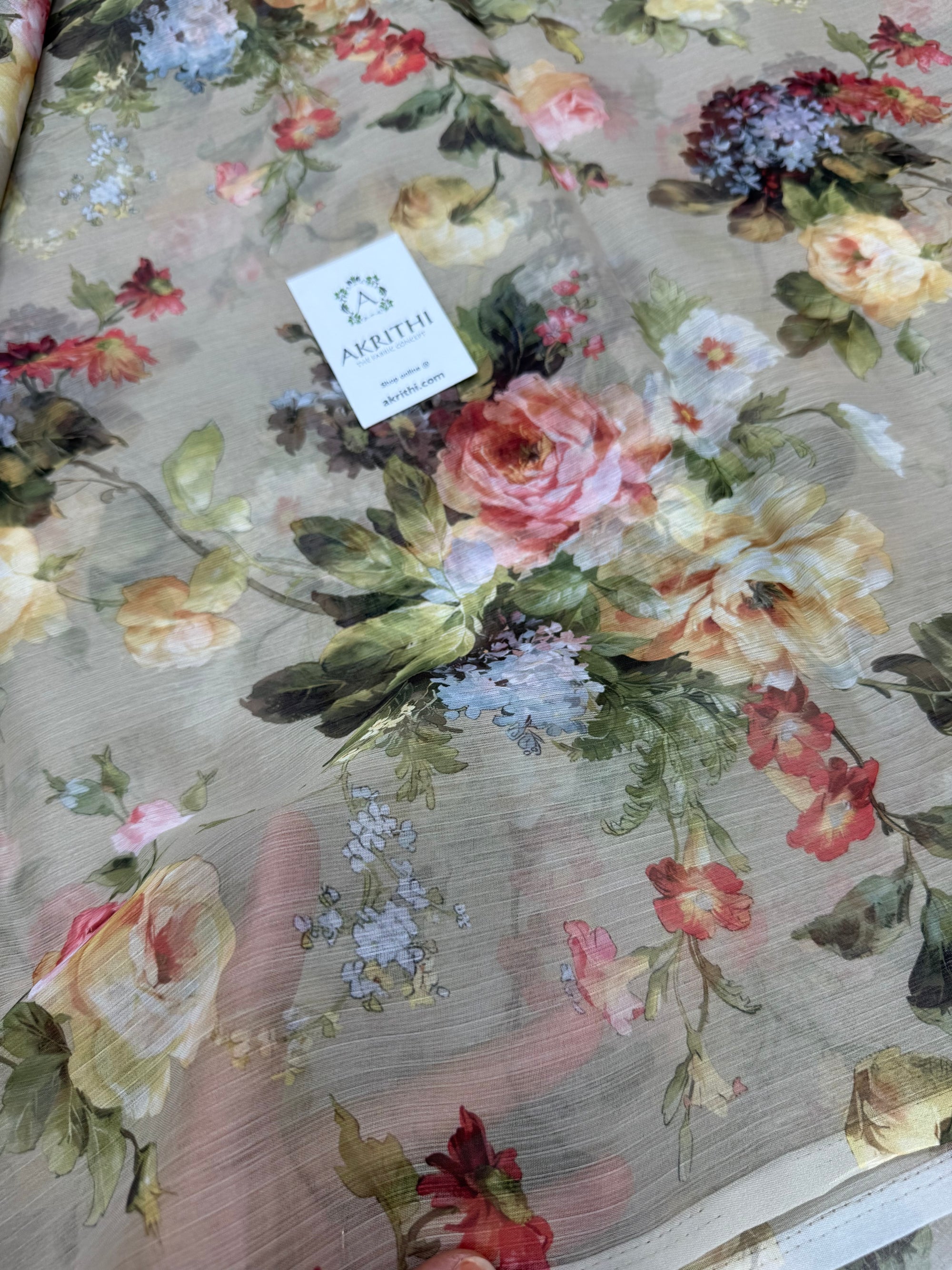 Digital floral printed chiffon fabric