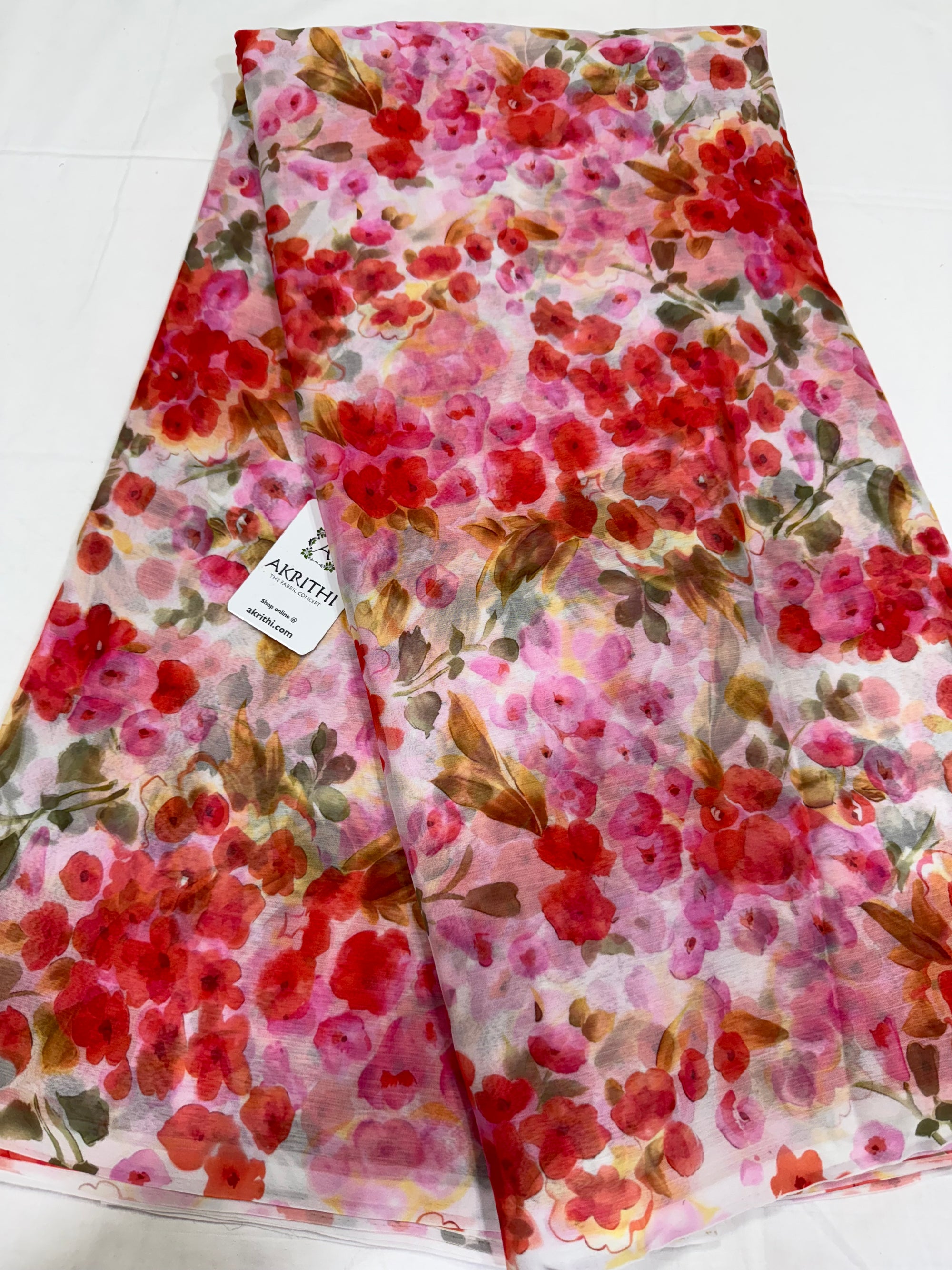 Digital floral printed chiffon fabric