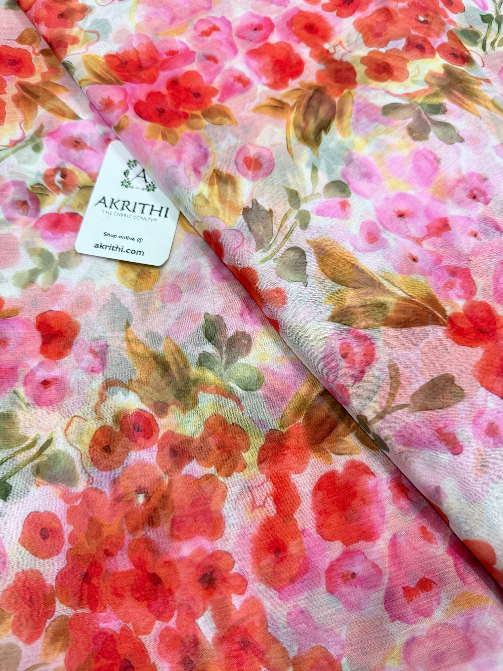 Digital floral printed chiffon fabric