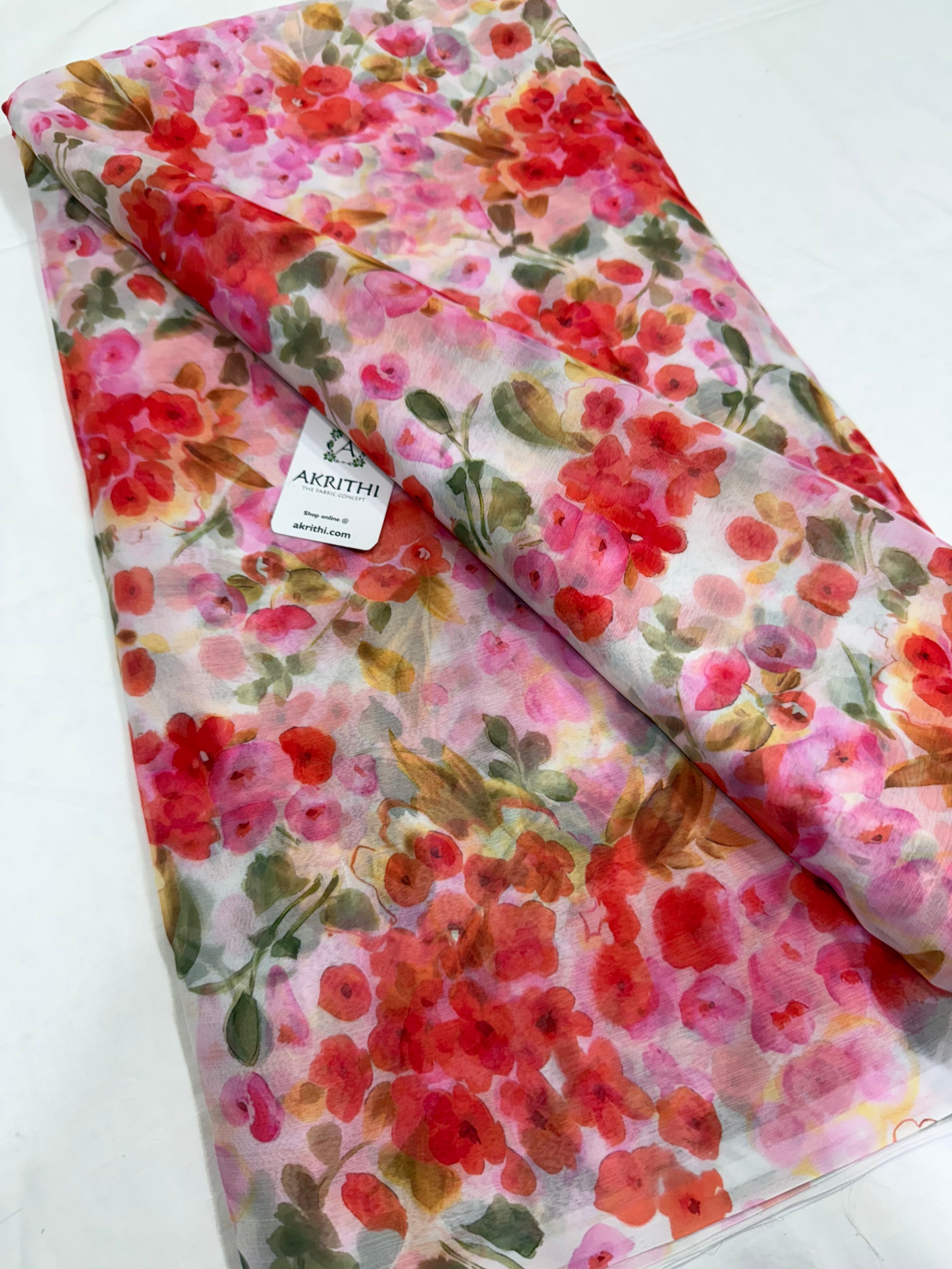 Digital floral printed chiffon fabric