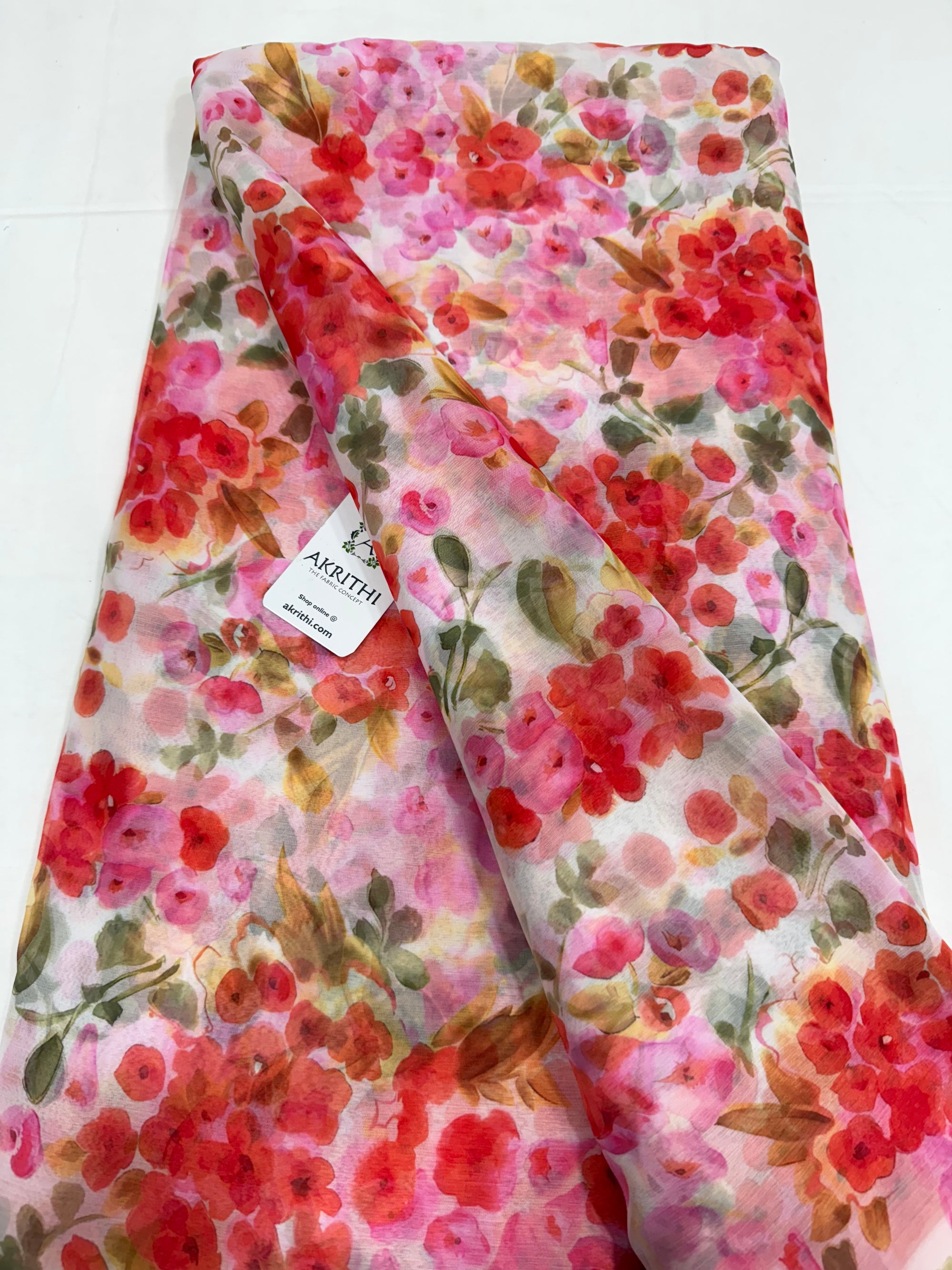 Digital floral printed chiffon fabric