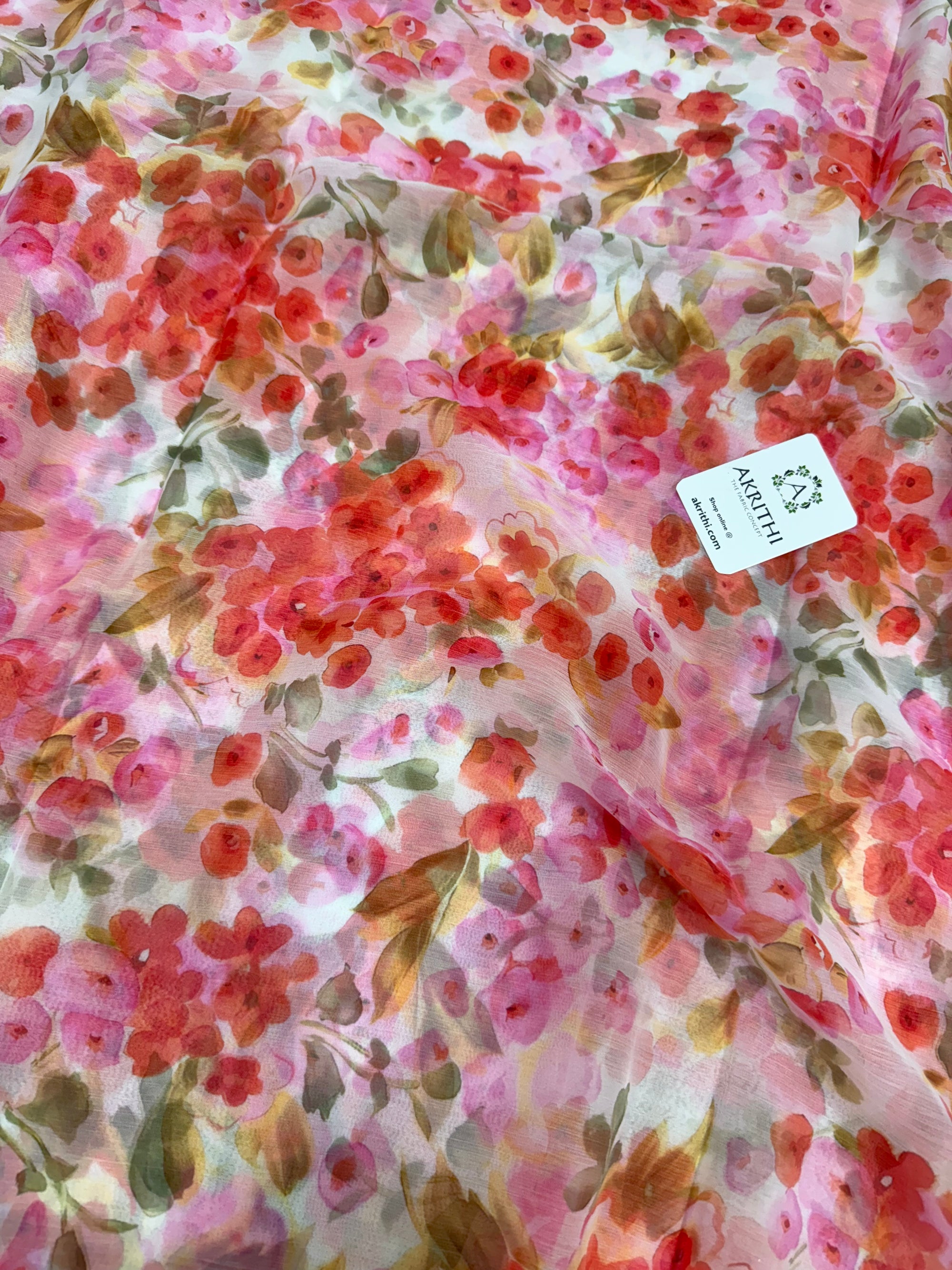 Digital floral printed chiffon fabric