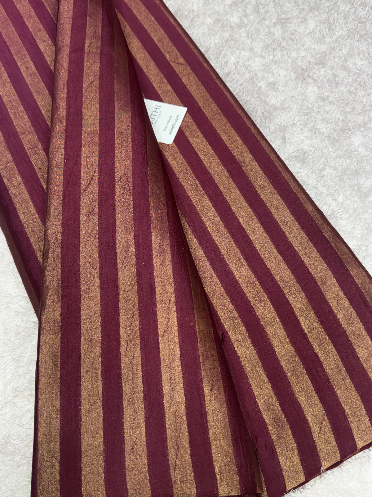 Banarasi pure dupion silk zari stripe fabric