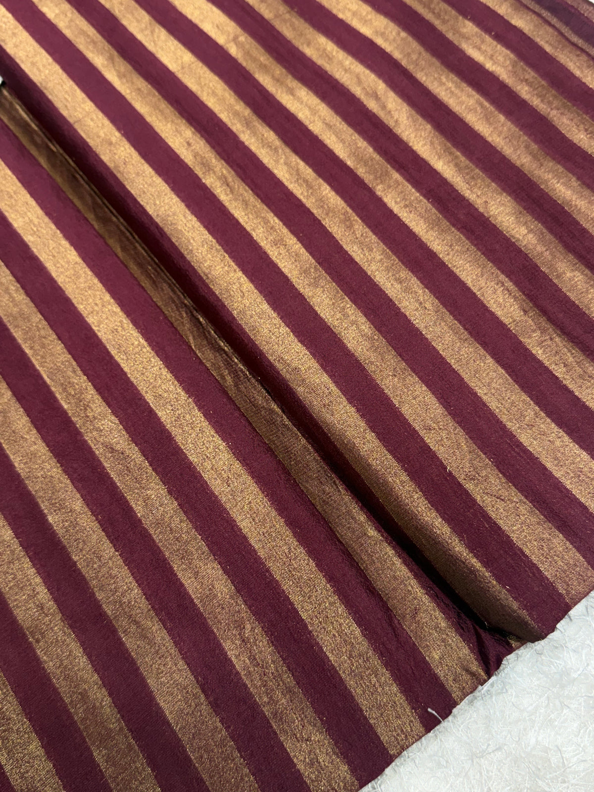 Banarasi pure dupion silk zari stripe fabric