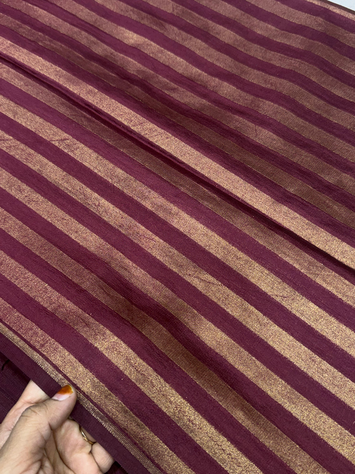 Banarasi pure dupion silk zari stripe fabric