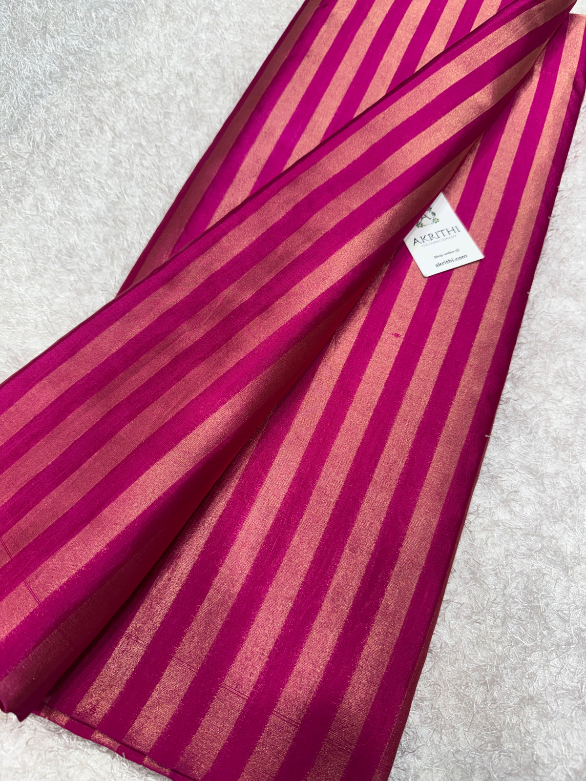 Banarasi pure dupion silk zari stripe fabric