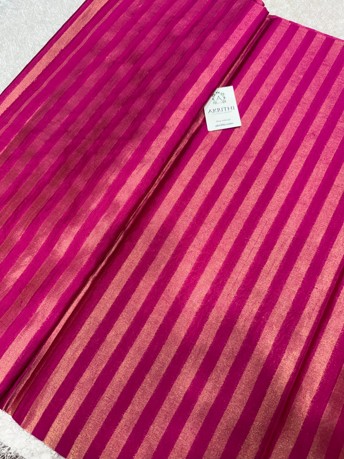Banarasi pure dupion silk zari stripe fabric