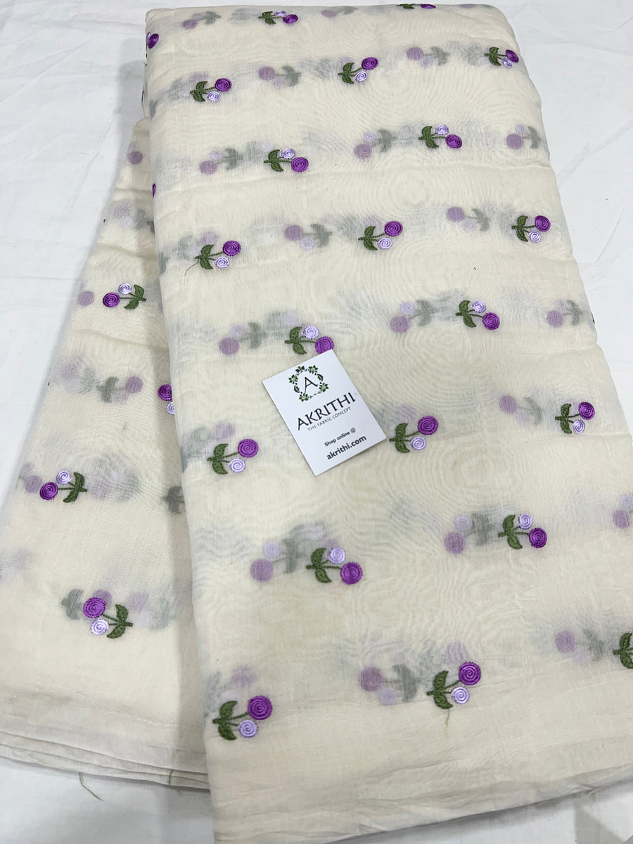 HANDLOOM MUL CHANDERI EMBROIDERED FABRIC