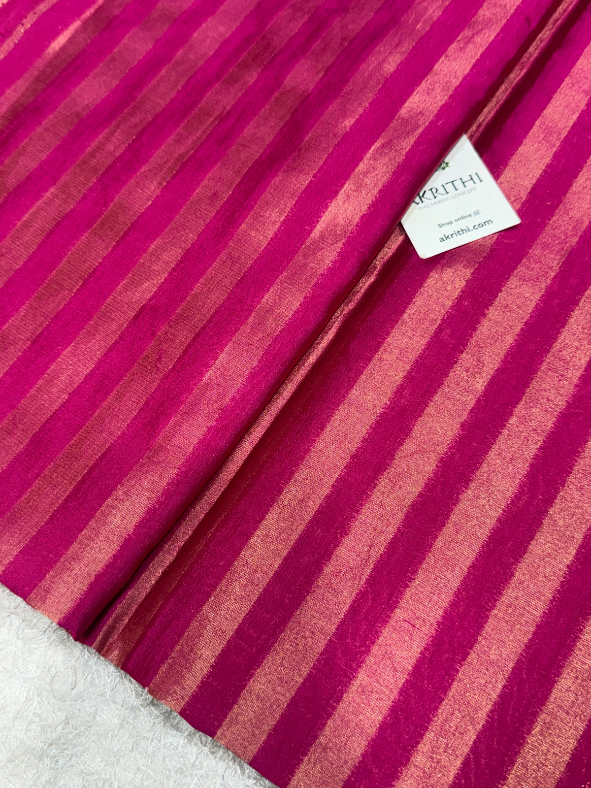 Banarasi pure dupion silk zari stripe fabric