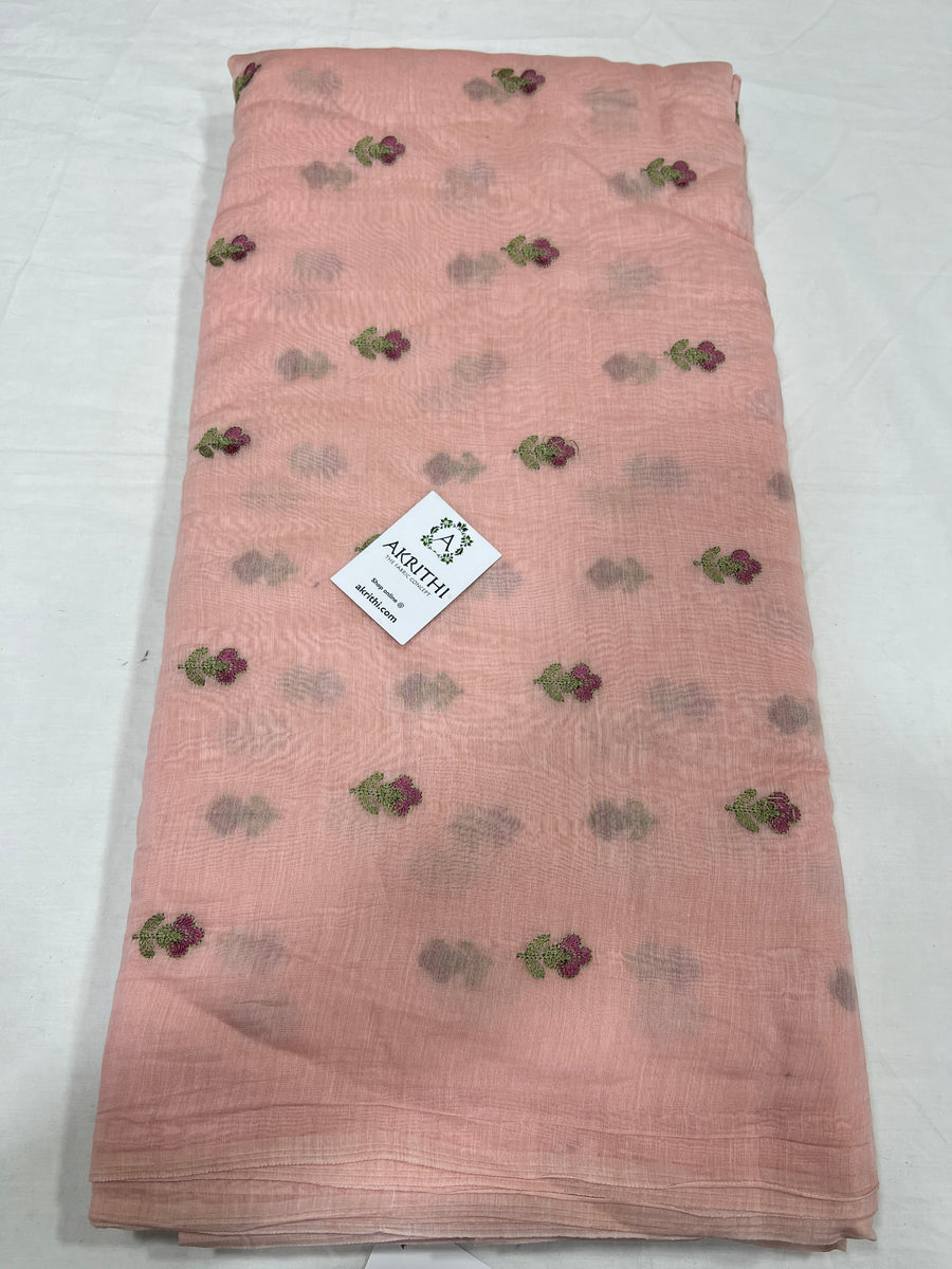 HANDLOOM MUL CHANDERI EMBROIDERED FABRIC