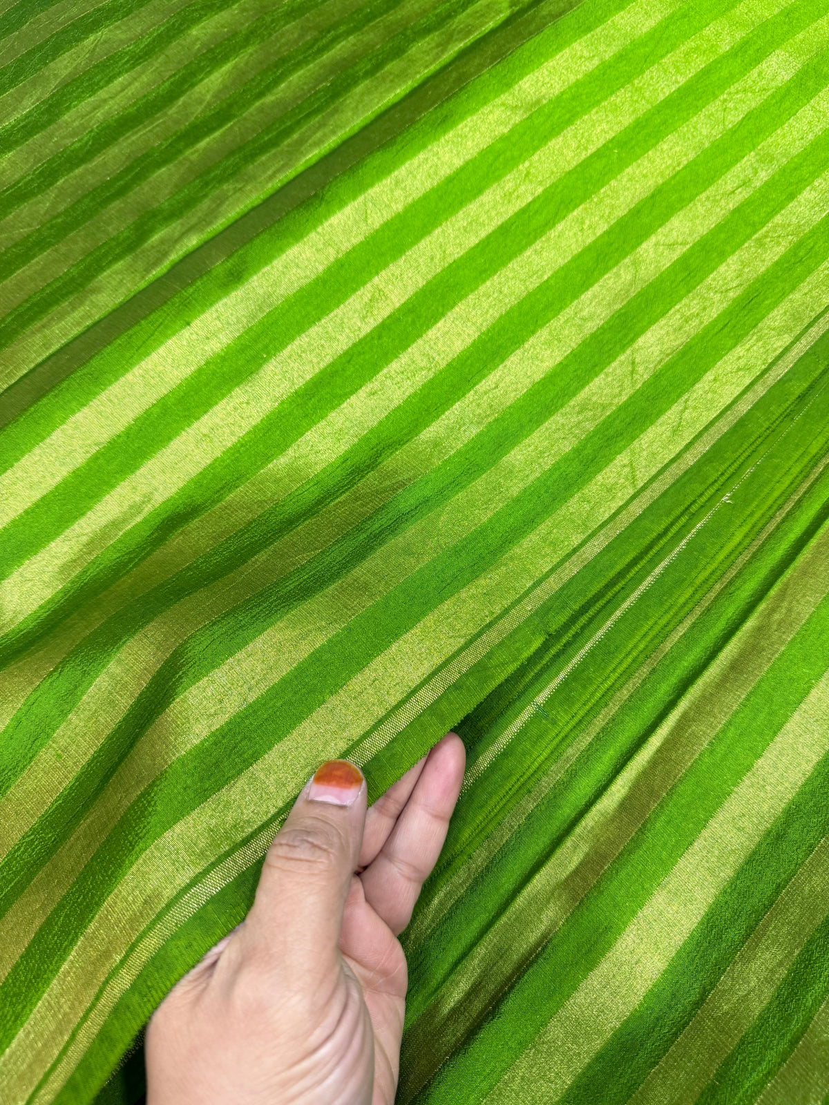 Banarasi pure dupion silk zari stripe fabric