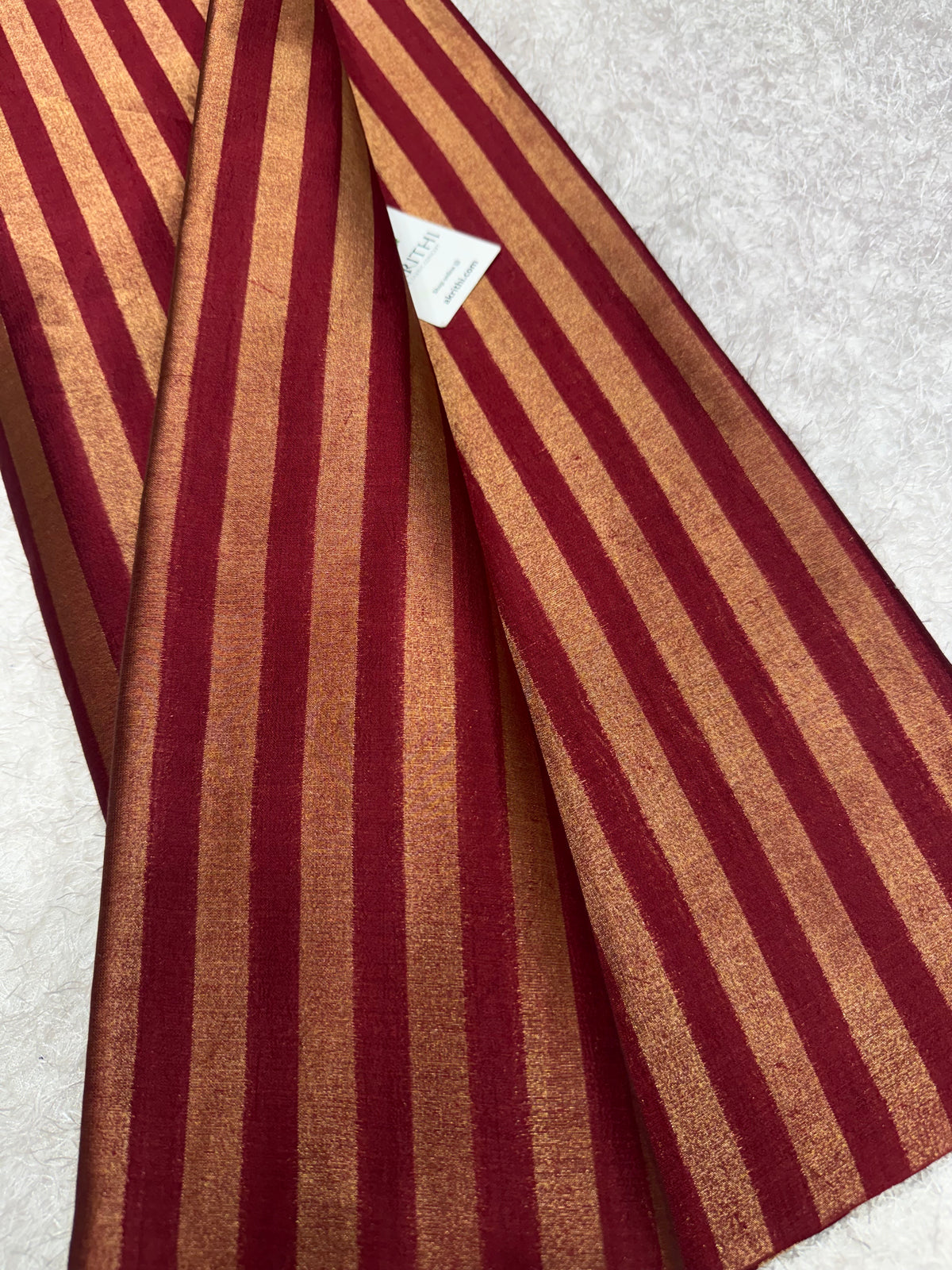 Banarasi pure dupion silk zari stripe fabric